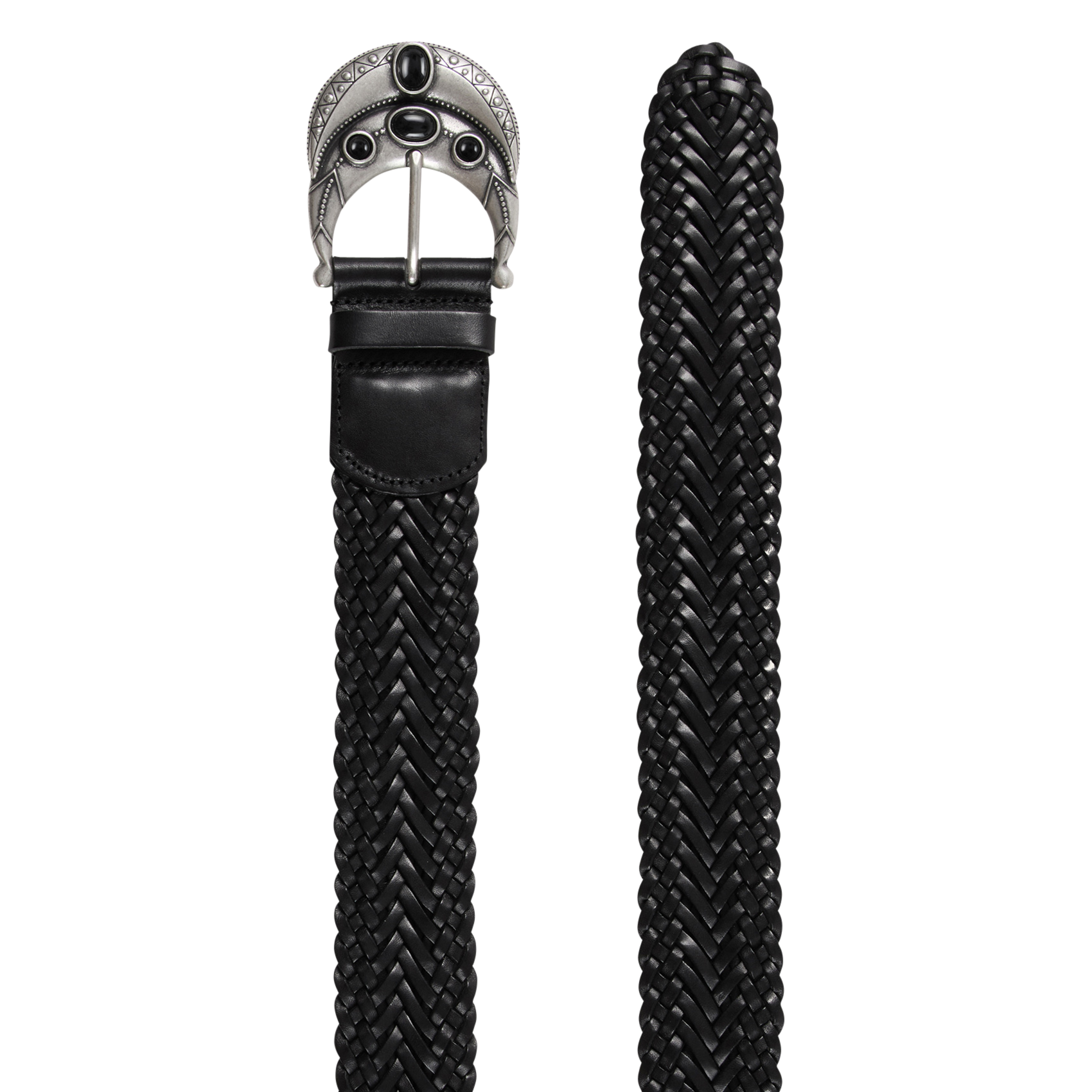 Gevlochten ceintuur van leer BA&SH Zwart