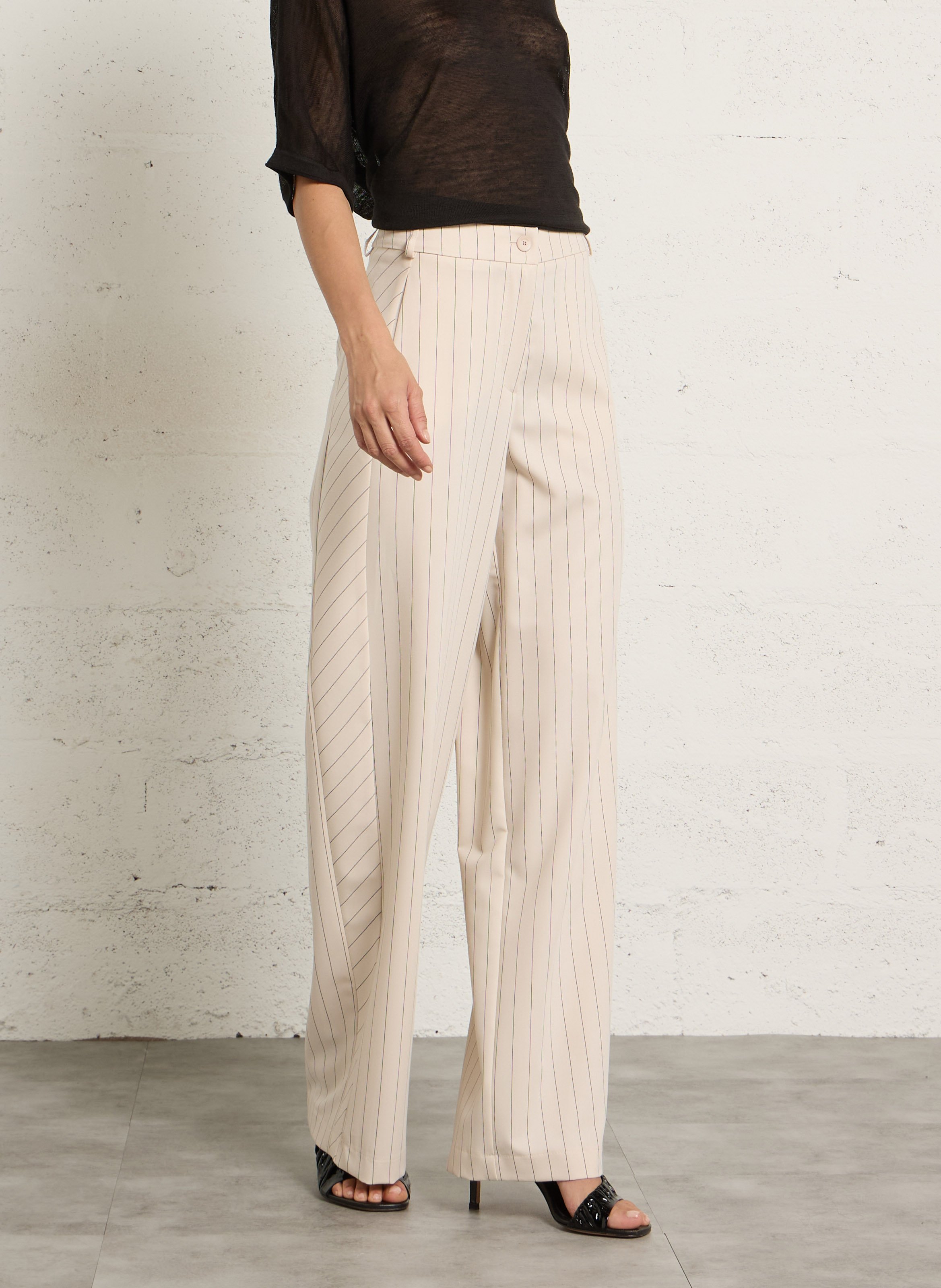 Pantalon large rayé IMPERIAL Beige