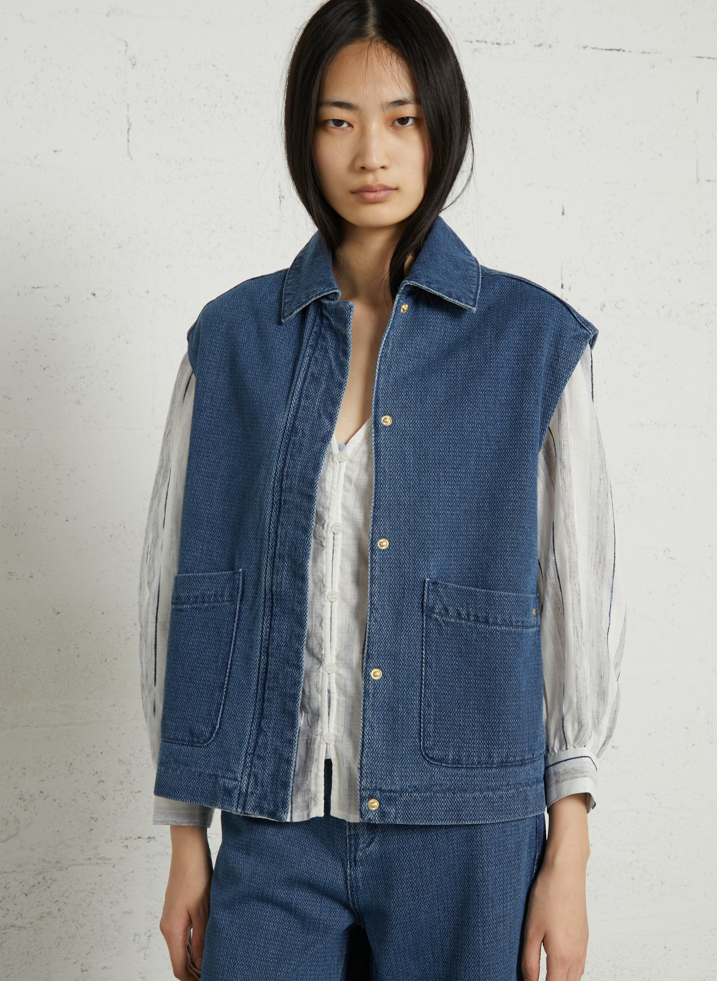 Veste sans manches en tweed LA PETITE ETOILE Bleu