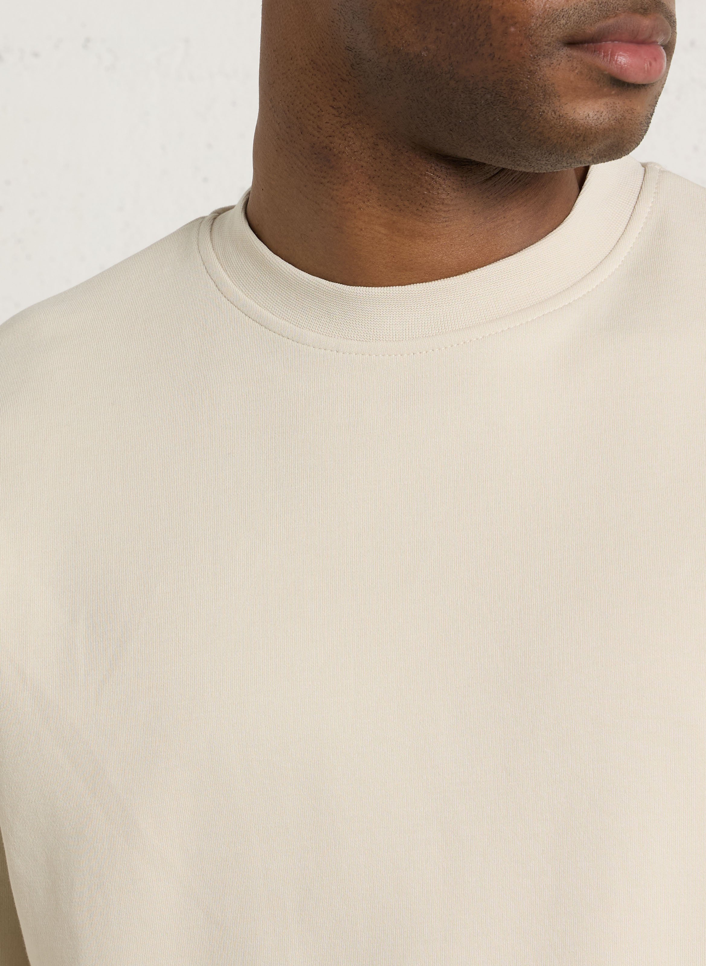 Gerader Rundhalsausschnitt-Sweatshirt aus Baumwolle mit Stickerei IMPERIAL Beige