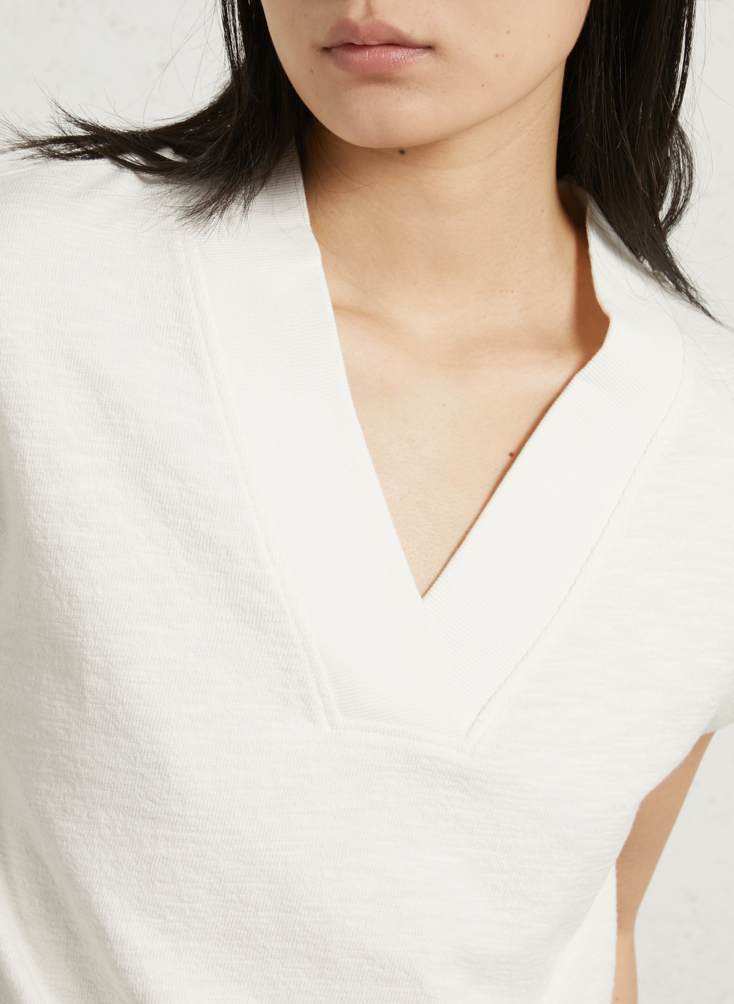 Straight V-neck cotton sweatshirt MAISON 123 White