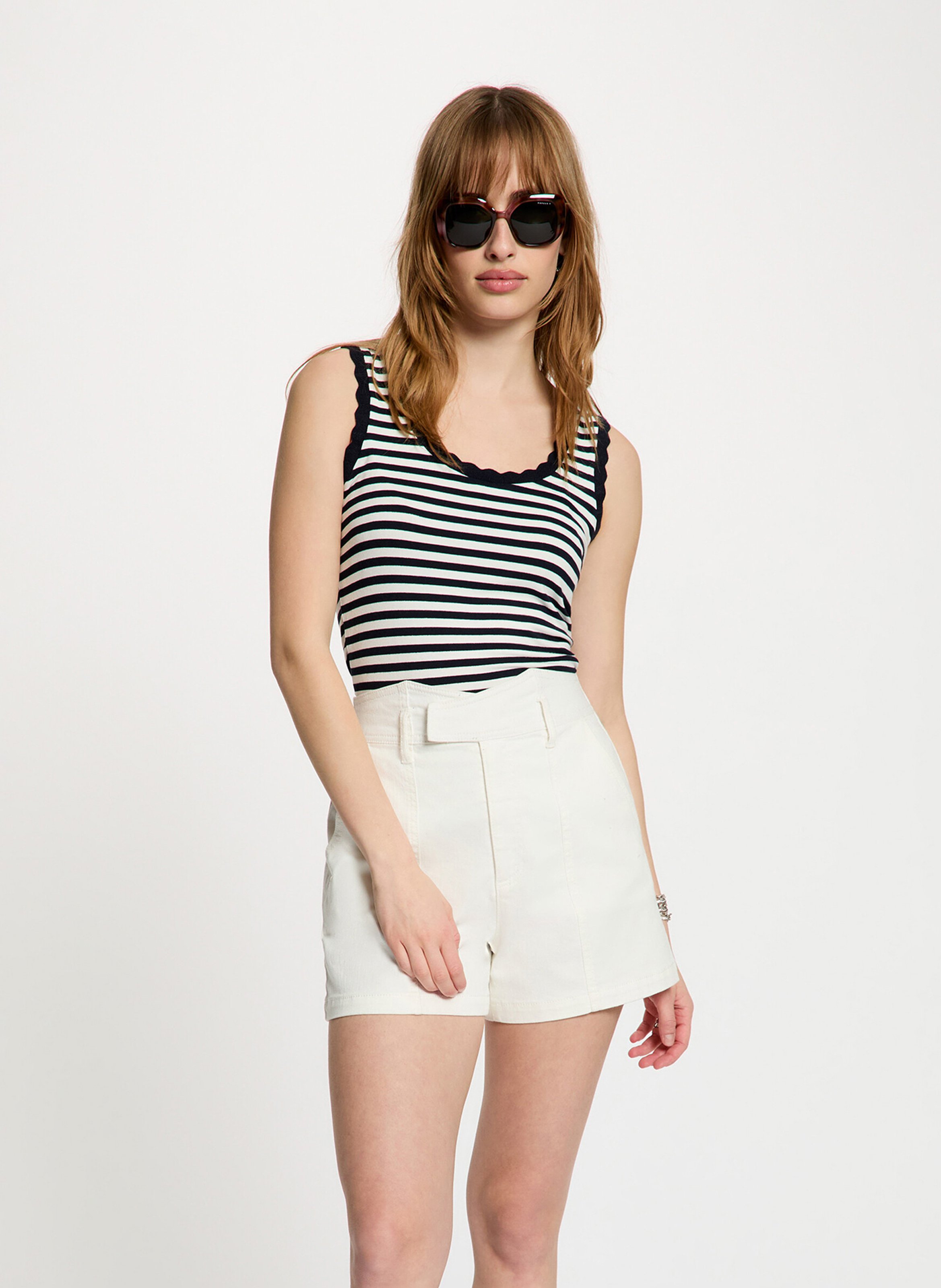 Débardeur col rond à rayures MORGAN Bleu