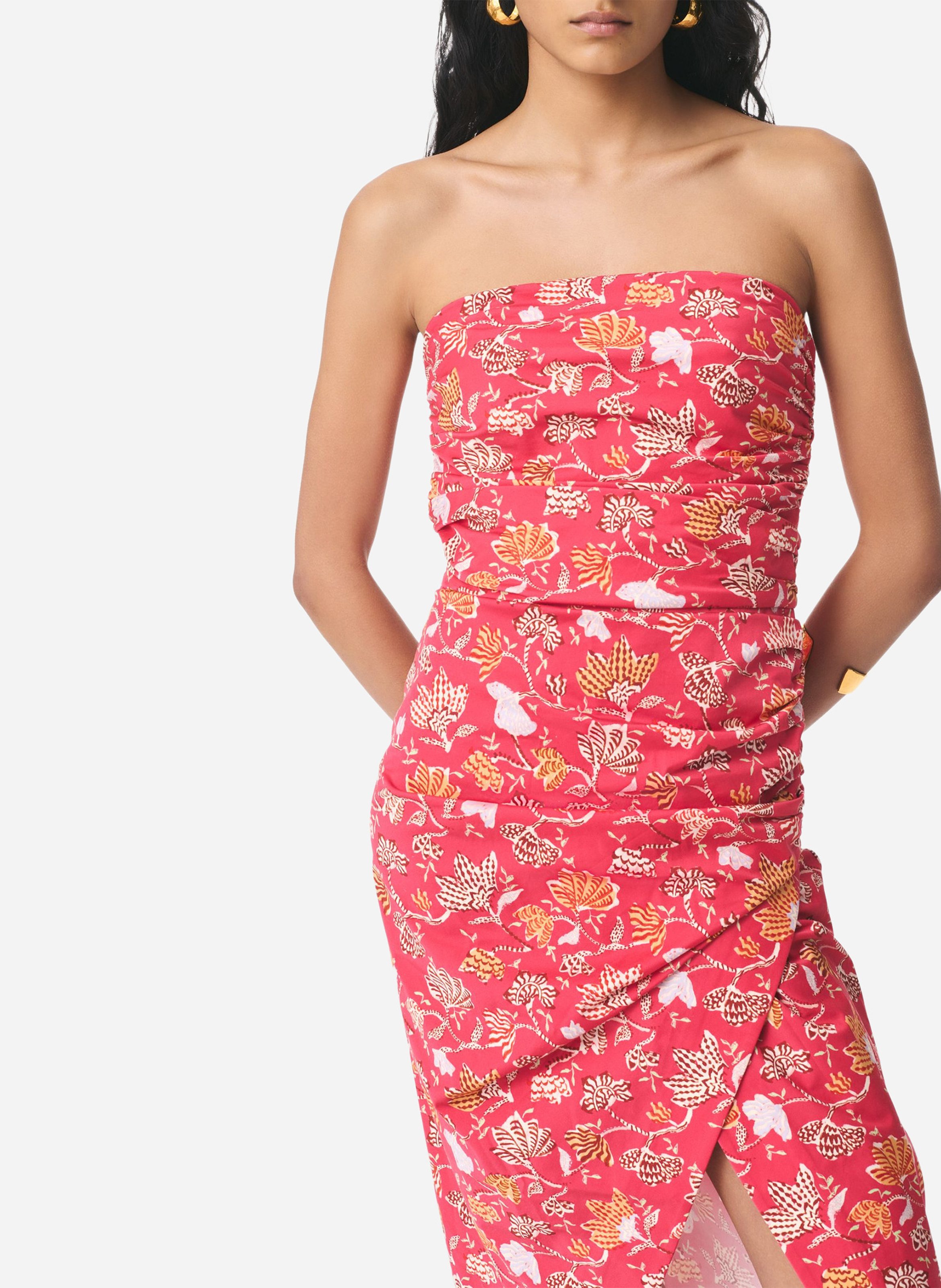 Robe bustier drapée à motif VANESSA BRUNO Rose