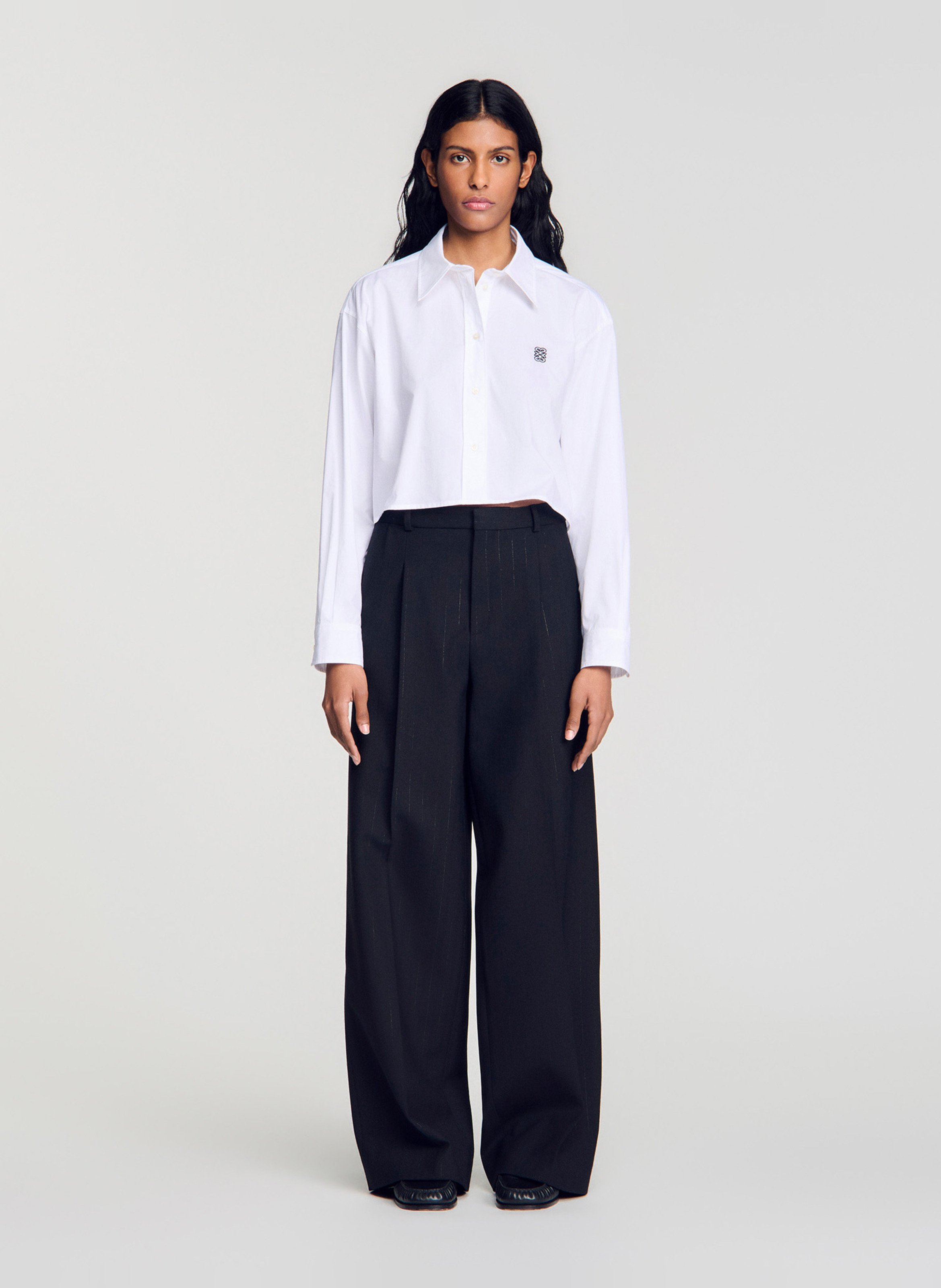 High-waisted wide-leg pants SANDRO Black
