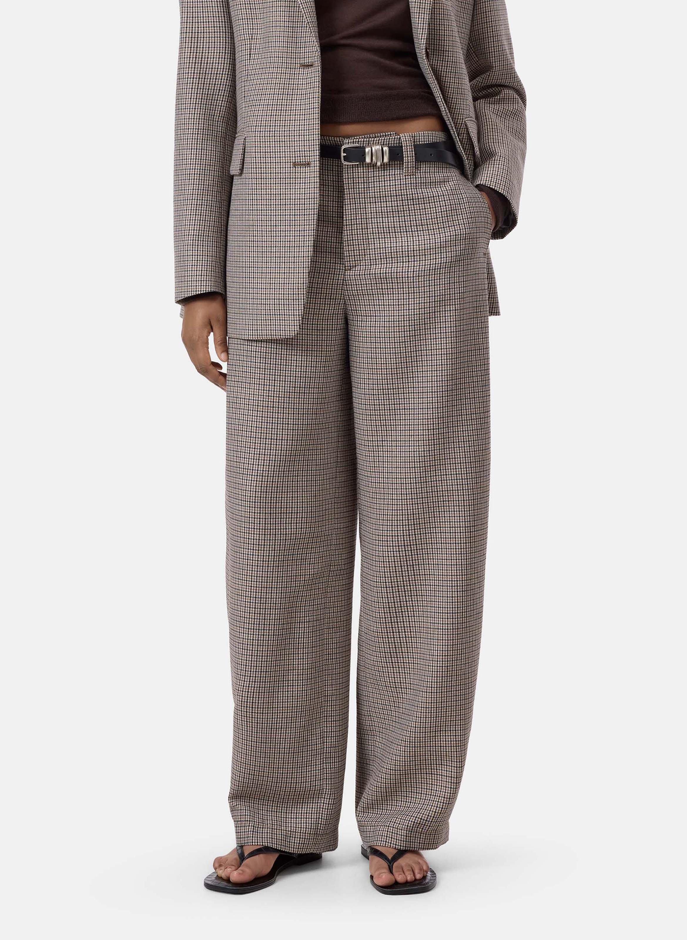 Houndstooth virgin wool blend trousers CLOSED Beige