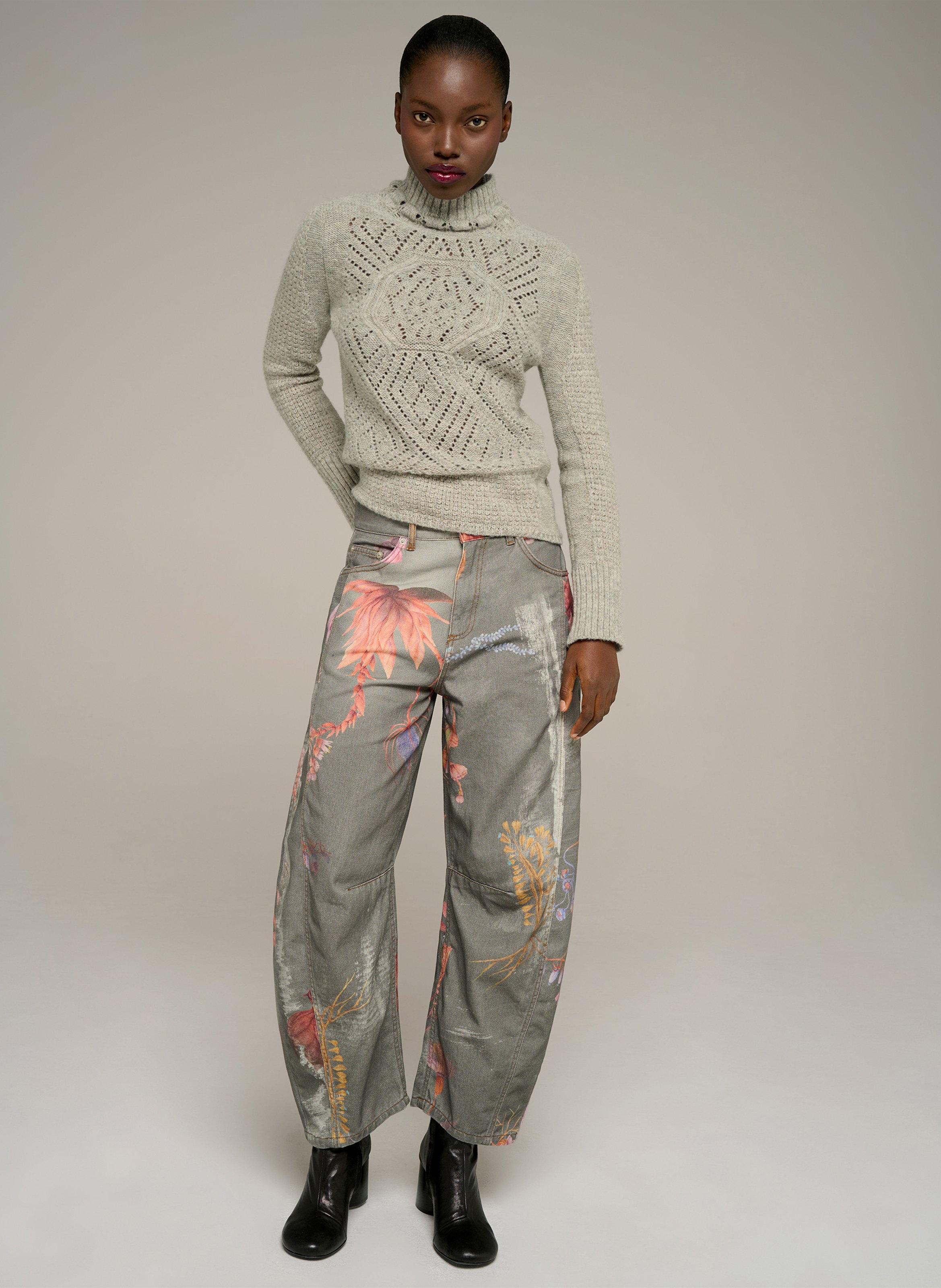 Pull moulant en laine mélangée COTELAC Grau