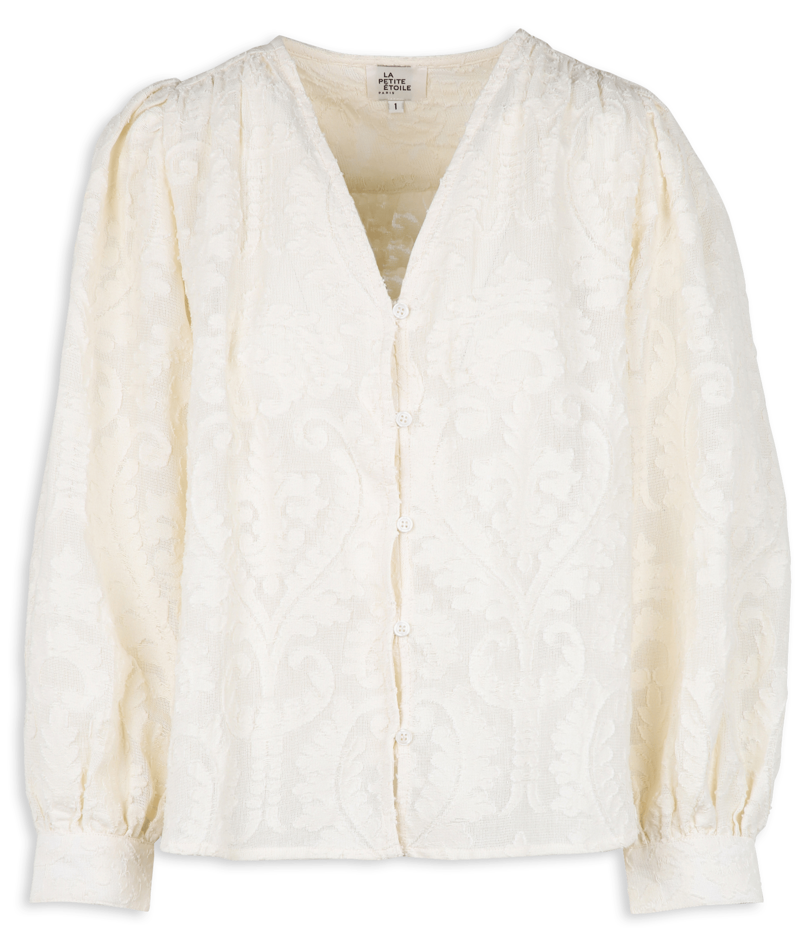 Loose V-neck blouse in mixed cotton LA PETITE ETOILE Beige