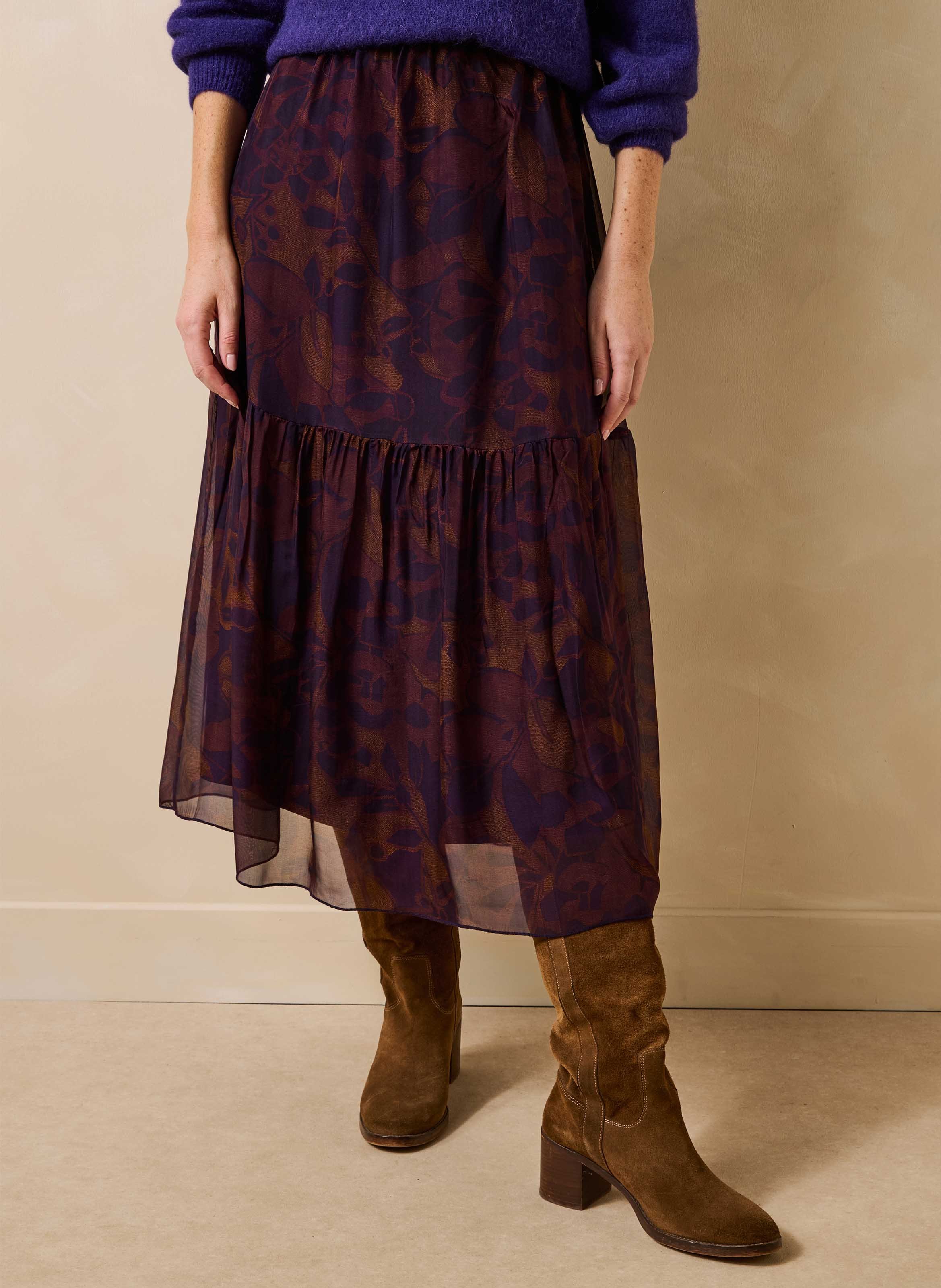 Jupe midi évasée imprimée LA FEE MARABOUTEE Multicolored