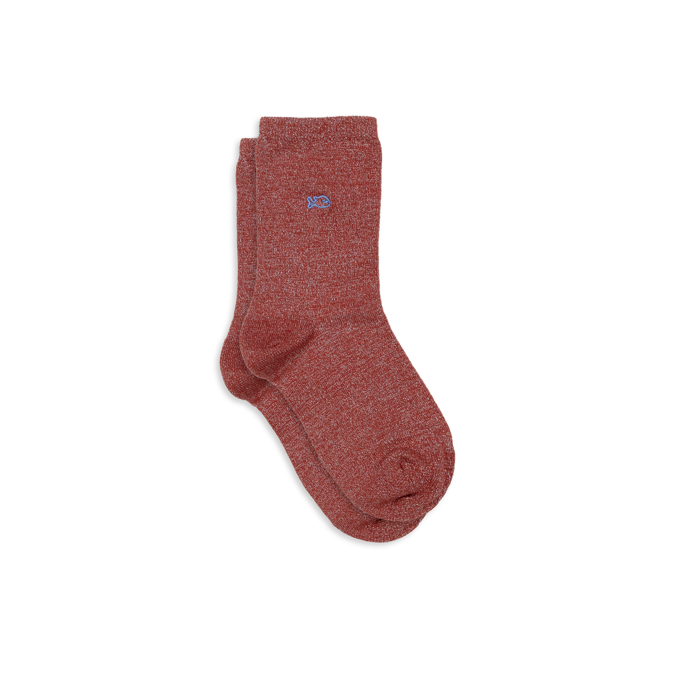 Solid Combed Cotton Glittery Socks  Rouge brique