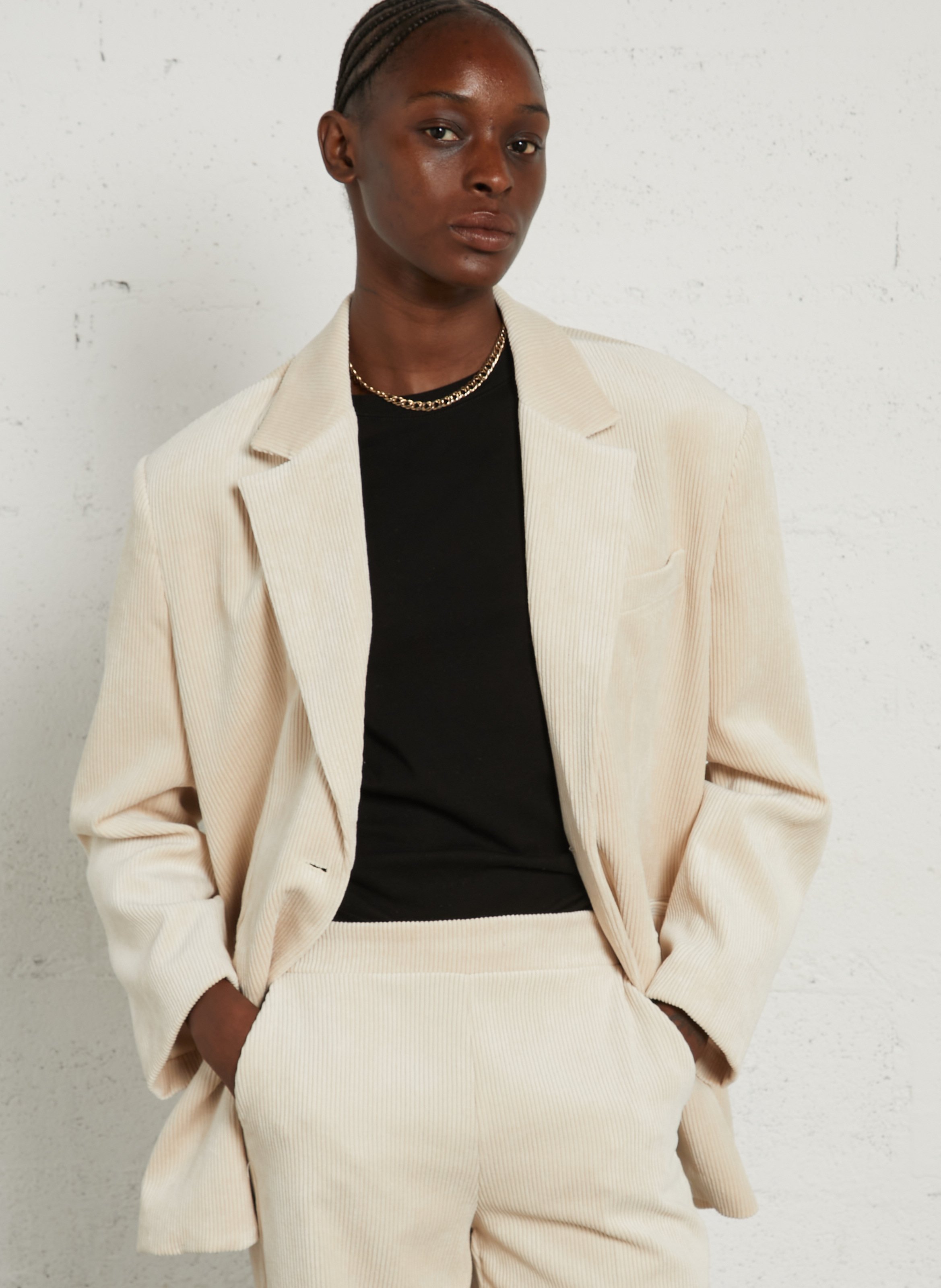 Veste tailleur oversize en velours côtelé IMPERIAL Blanc