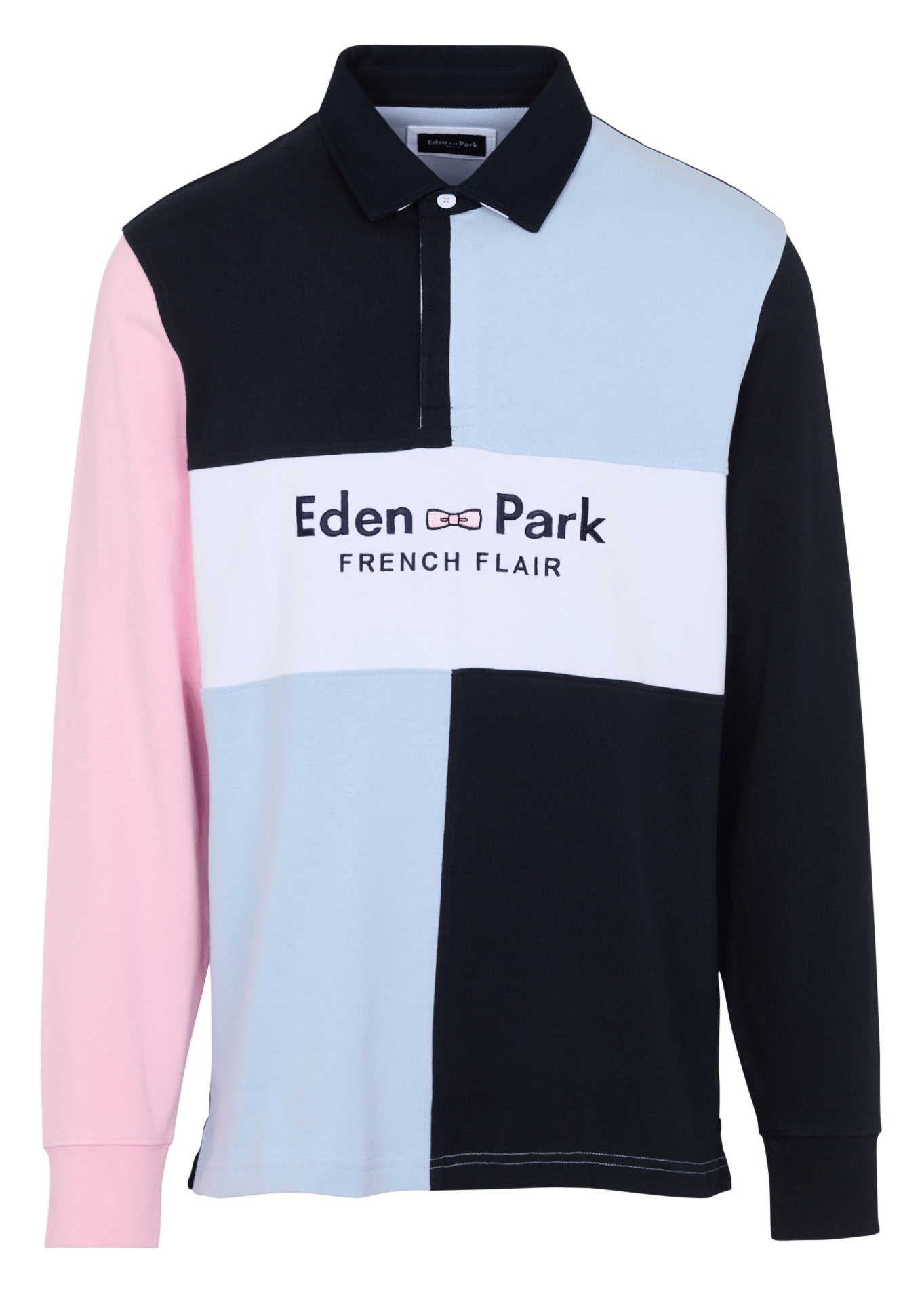 Long-sleeved cotton polo shirt EDEN PARK Blue
