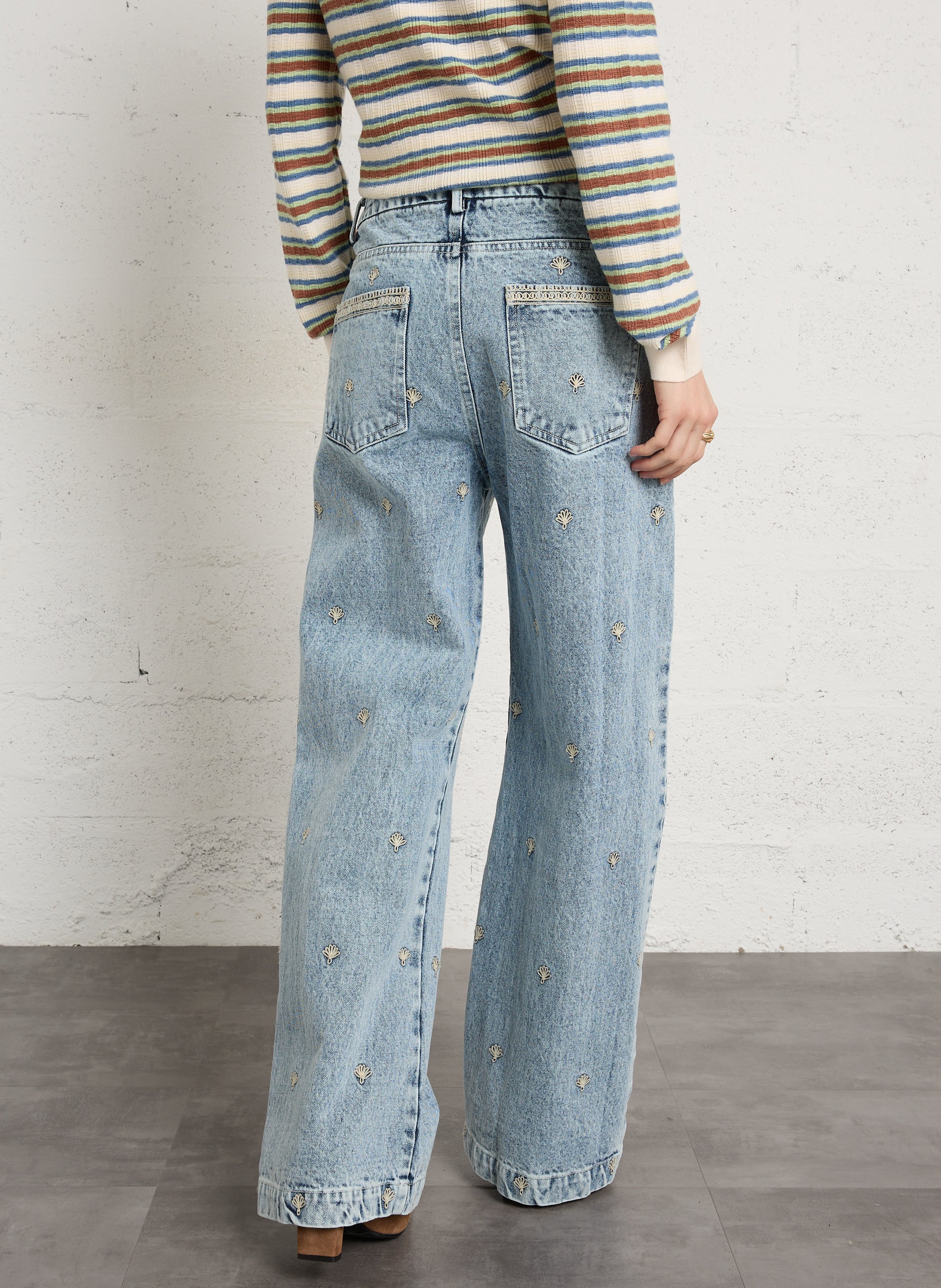 Weit geschnittene Jeans aus Baumwolle MAISON HOTEL Weiss
