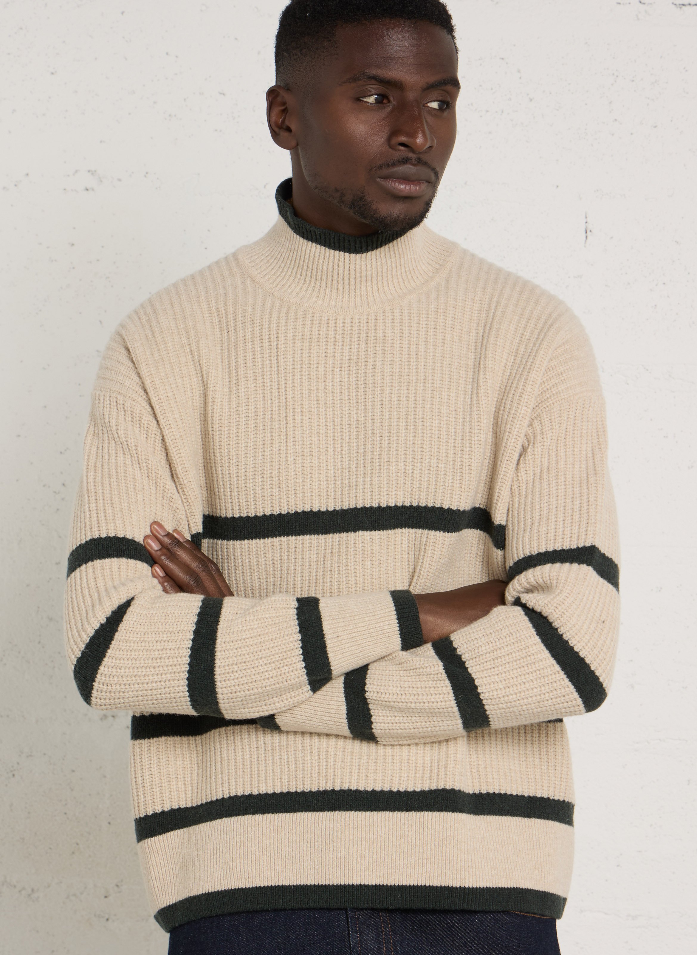 Wool-blend loose-fit striped sweater ARMOR LUX Beige