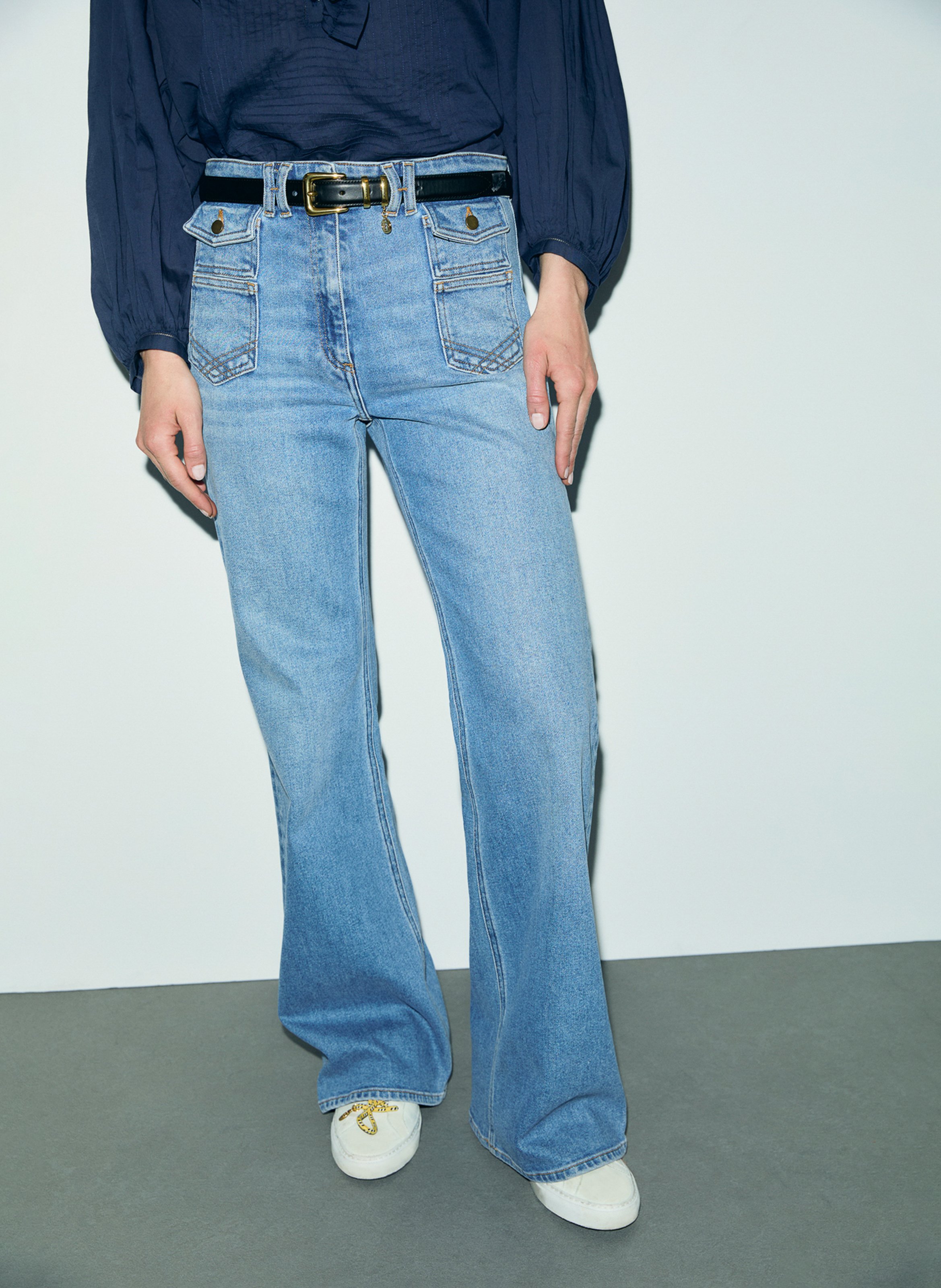 High-rise flared cotton-blend jeans GERARD DAREL Blue