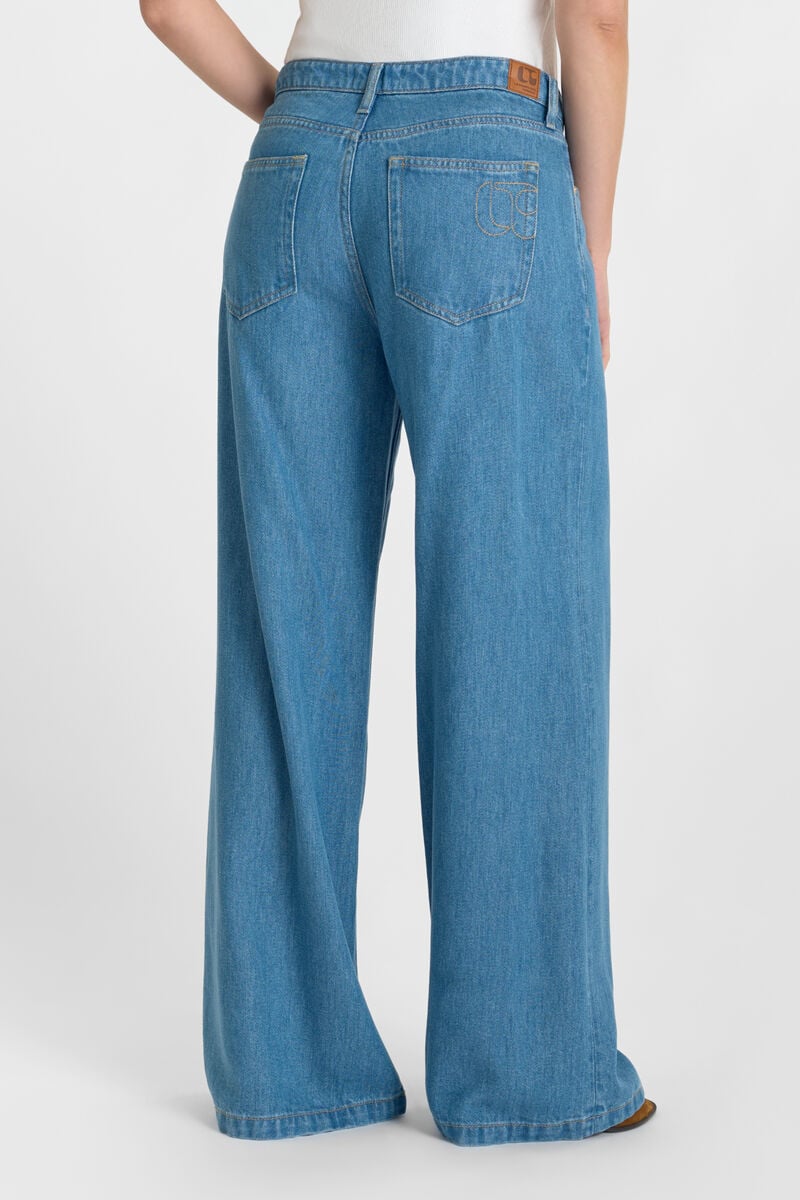High-waisted loose-fit zip jeans LE TEMPS DES CERISES Blue