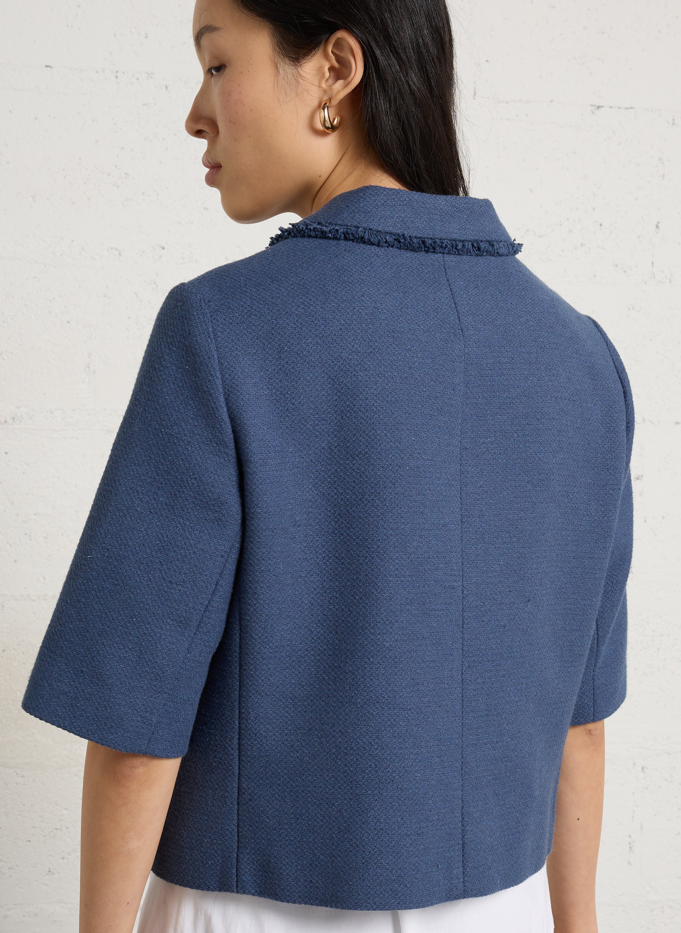 Veste courte droite en coton mélangé MAISON 123 Bleu