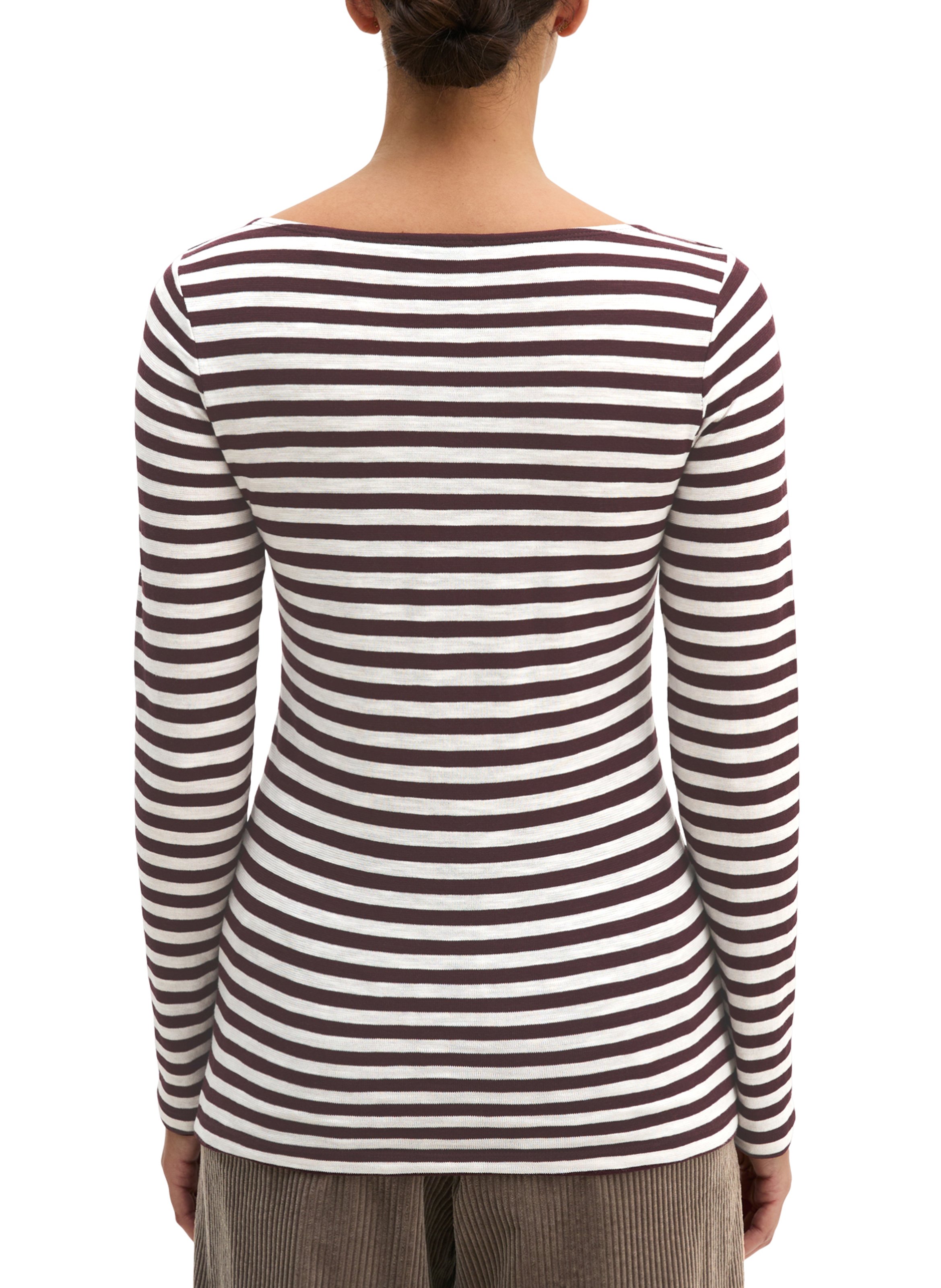 Tee-shirt moulant à rayures en coton | Rouge MARC O'POLO Femme