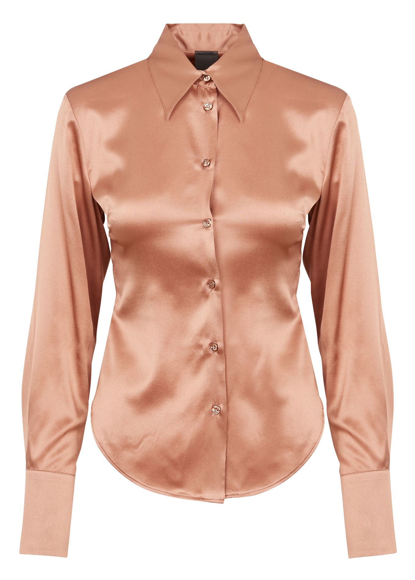 Satiny stretch silk shirt PINKO Brown