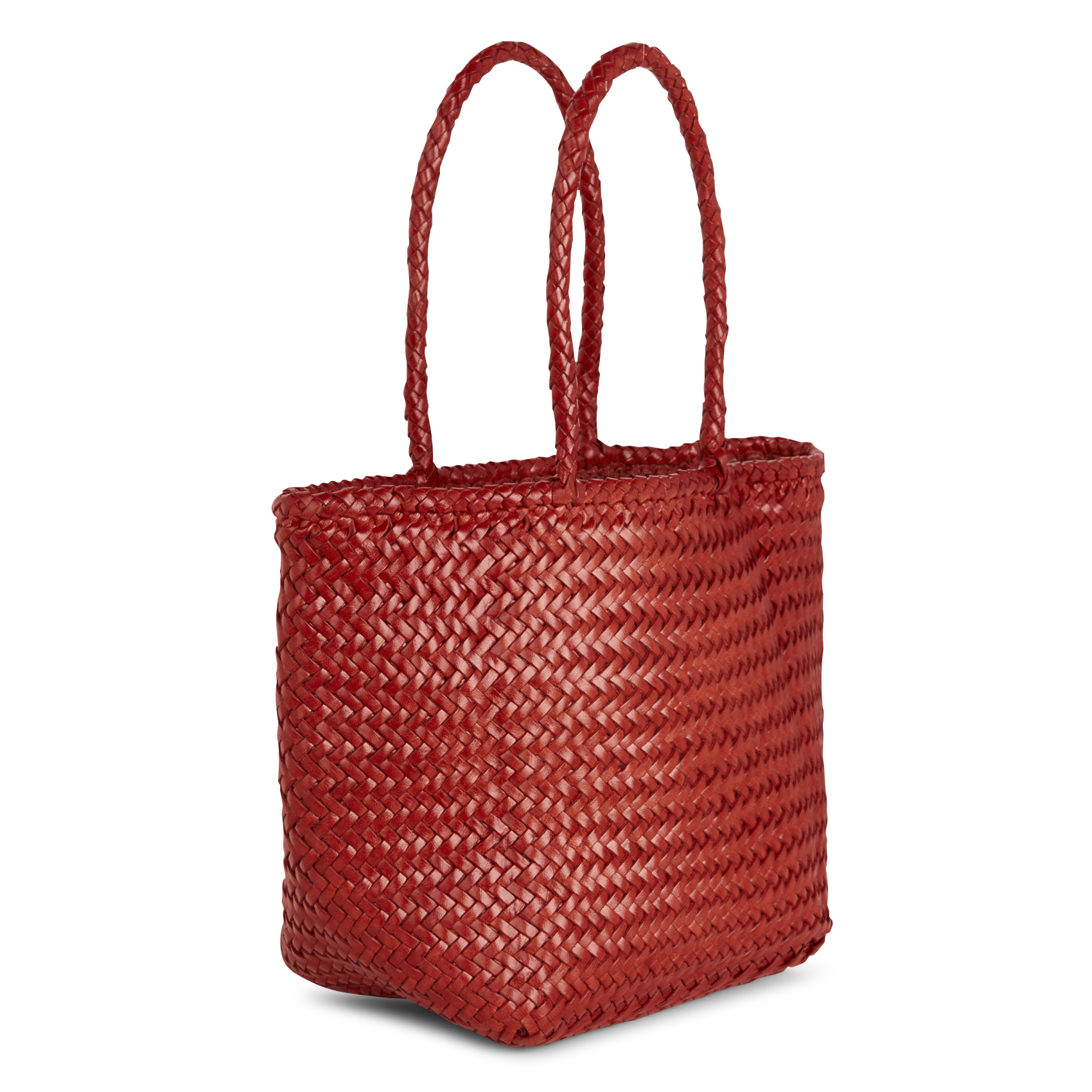 Panier tissé en cuir Rouge