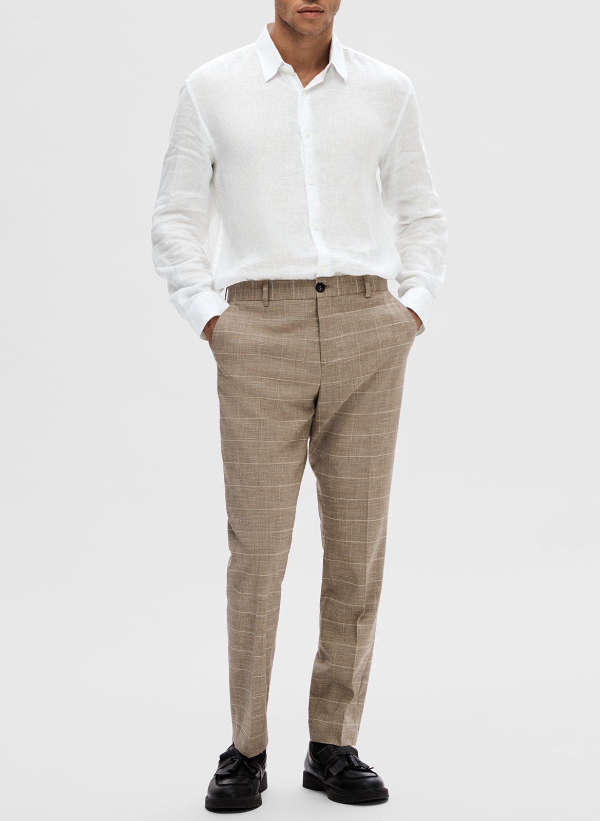 Classic linen shirt SELECTED White