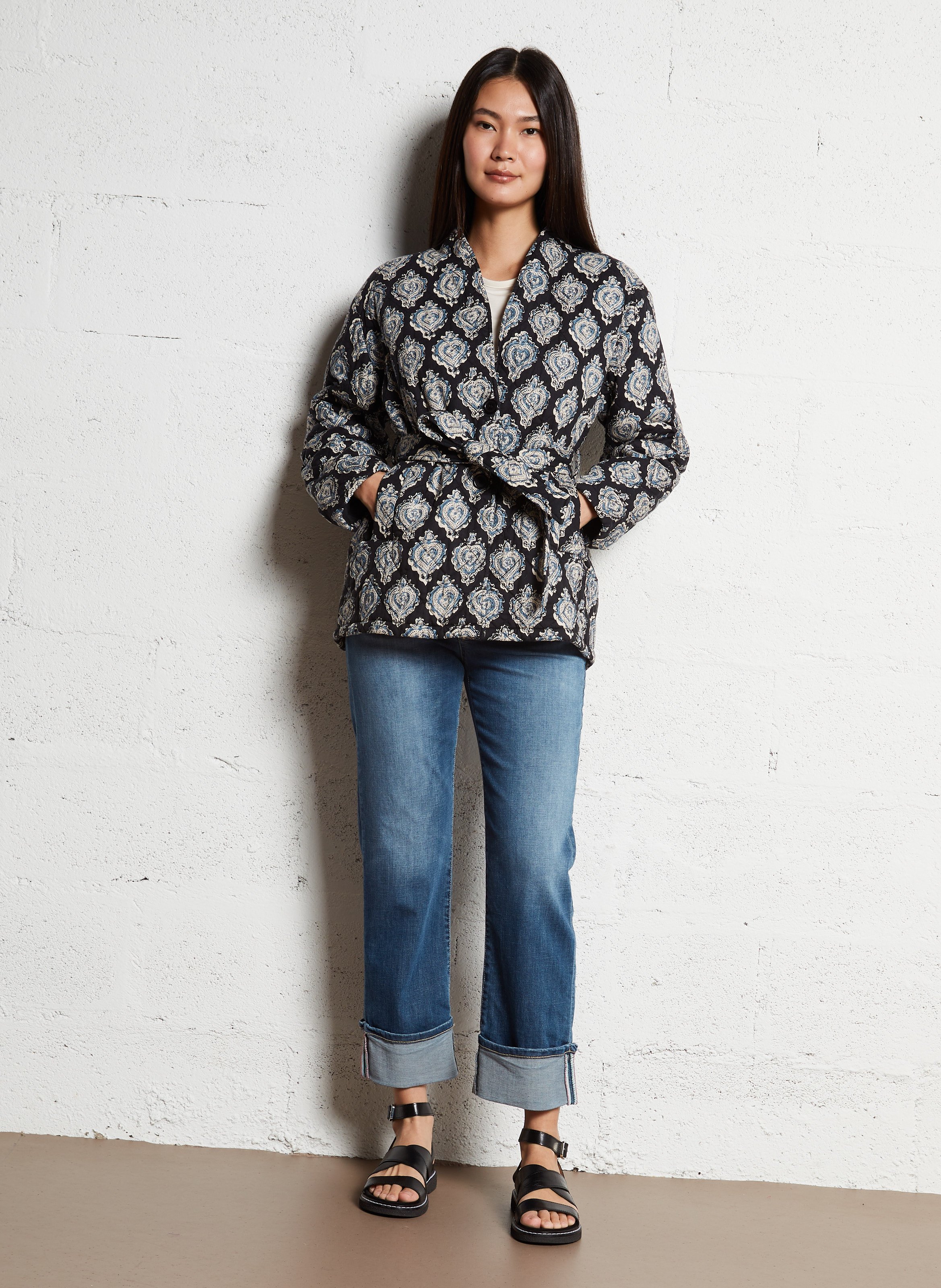 Jean droit en coton PLEASE Bleu