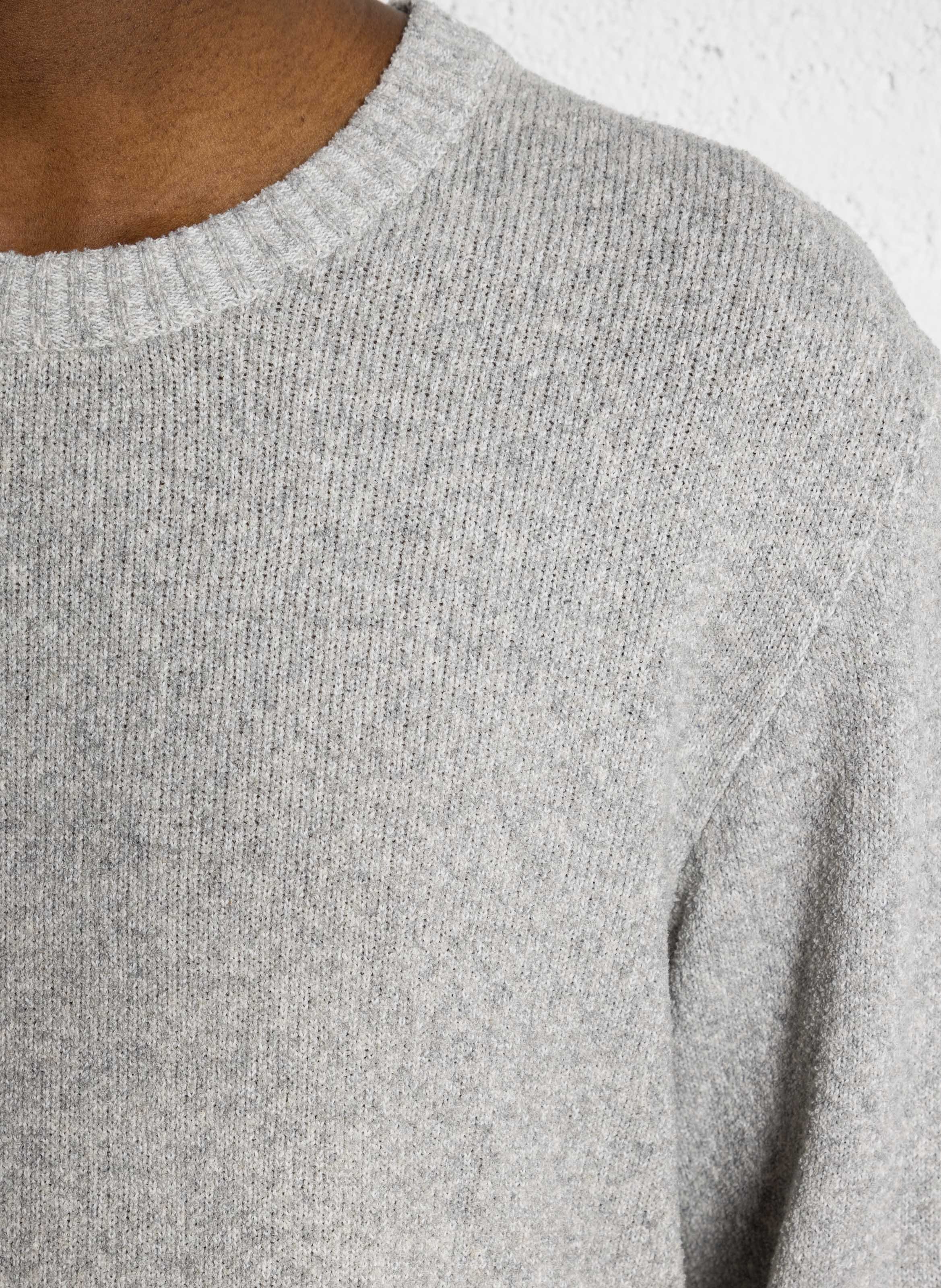 Pull col rond en coton mélangé AU PRINTEMPS PARIS Gris