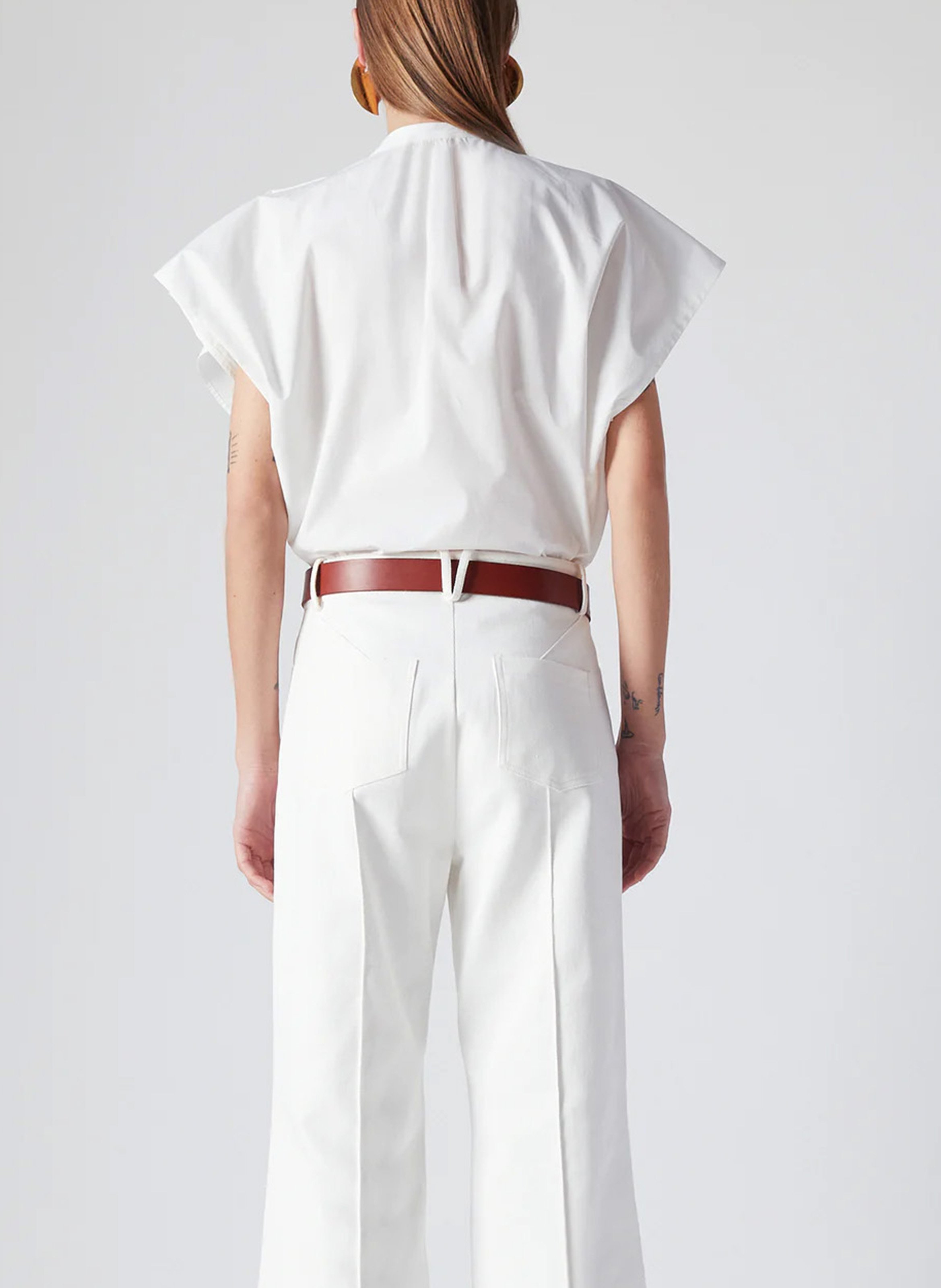 Top droit manches courtes à volants THE LABEL EDITION Blanc