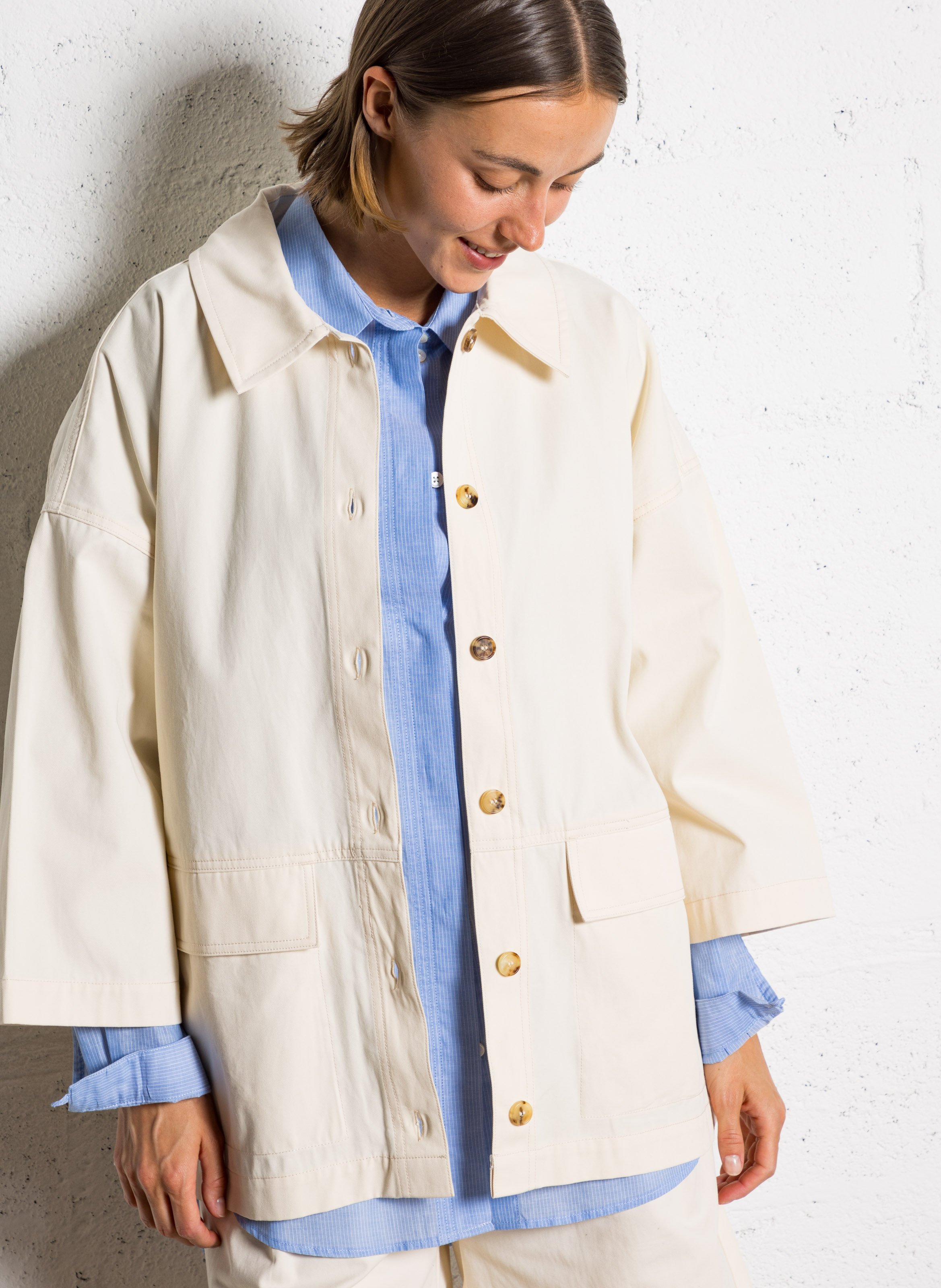 Cotton jacket with classic collar RUE DE TOKYO Beige