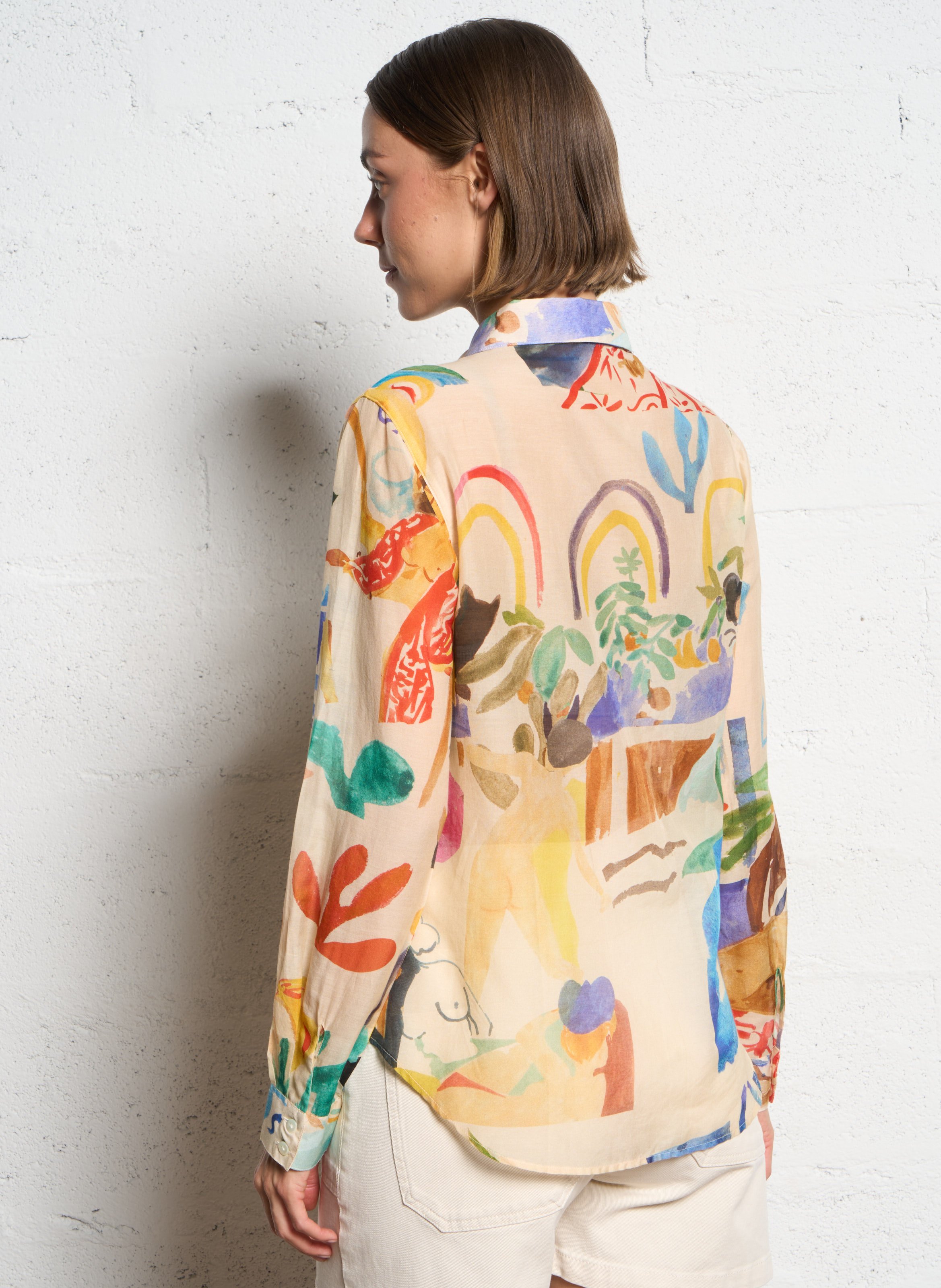 Classic collar shirt in cotton and silk G.KERO Multicolored