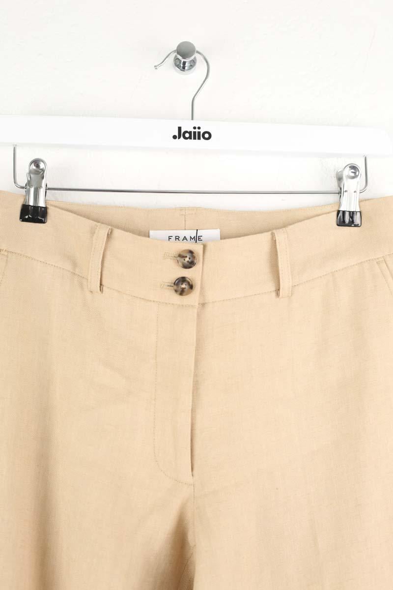 Straight linen pants FRAME - Seconde Main Beige
