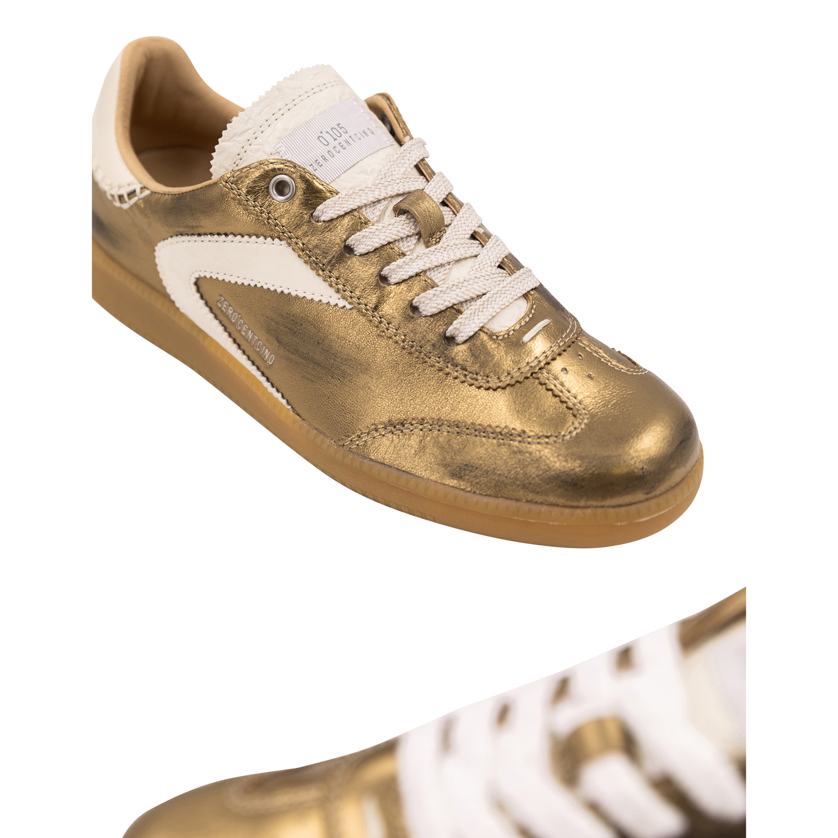 Baskets basses en cuir métallisé 0'105 Doré