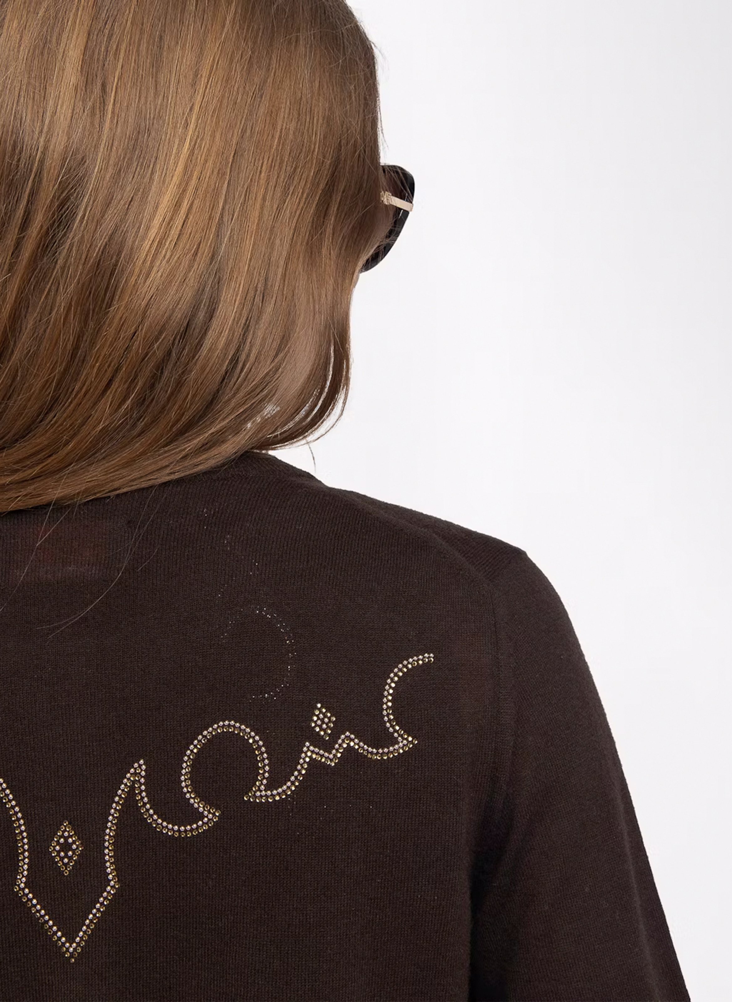 Geknöpfter Strick-Cardigan mit Strass aus Kaschmir ZADIG&VOLTAIRE Braun