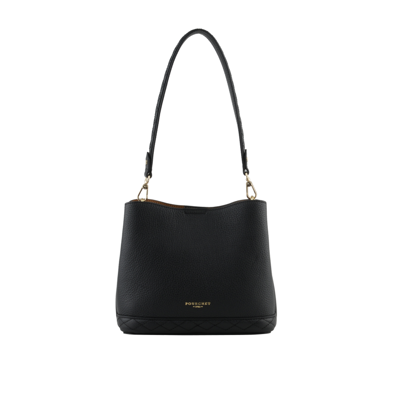 Satchel - cowhide leather POURCHET Black