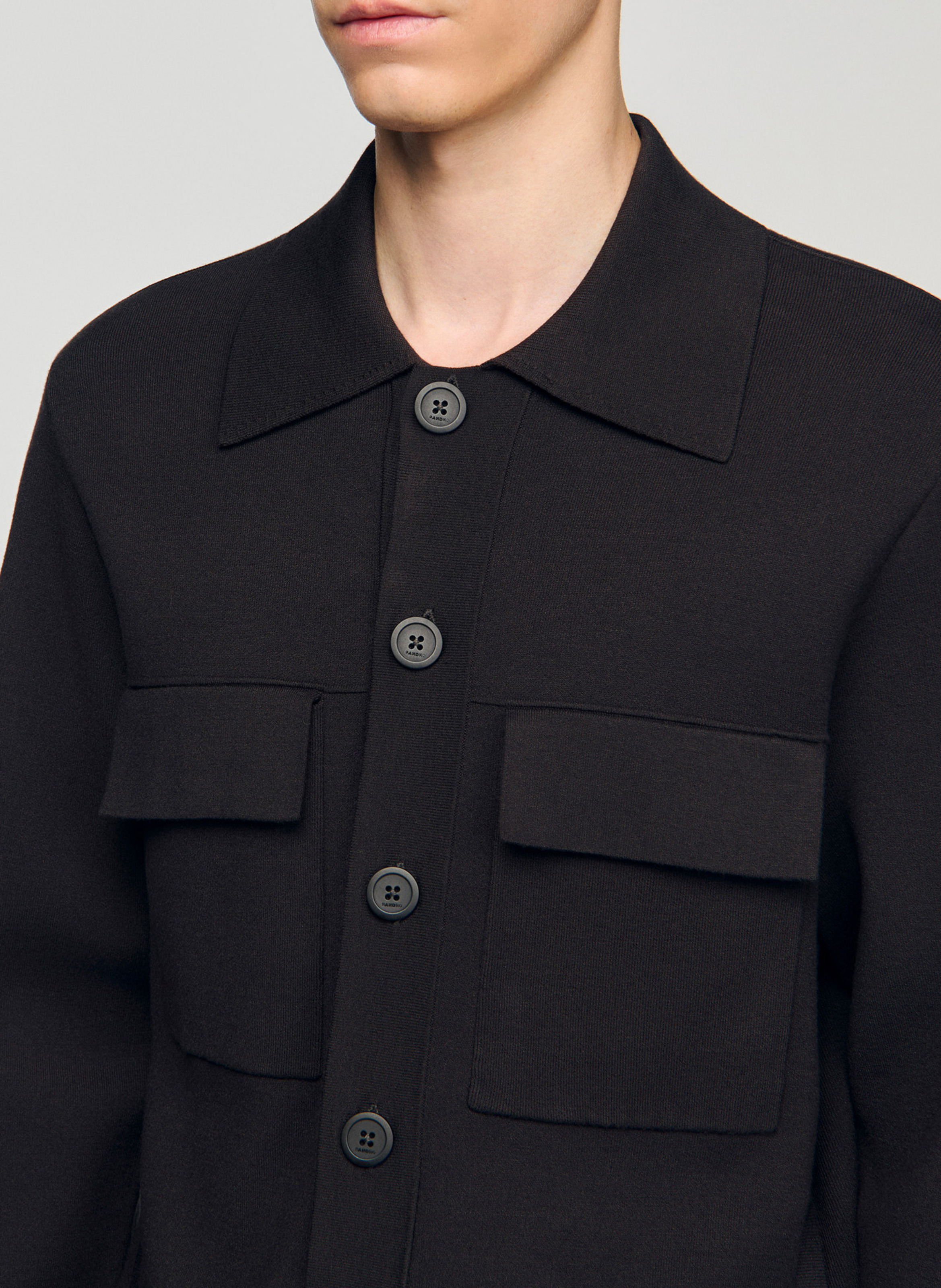 Blouson droit en maille  SANDRO Marron