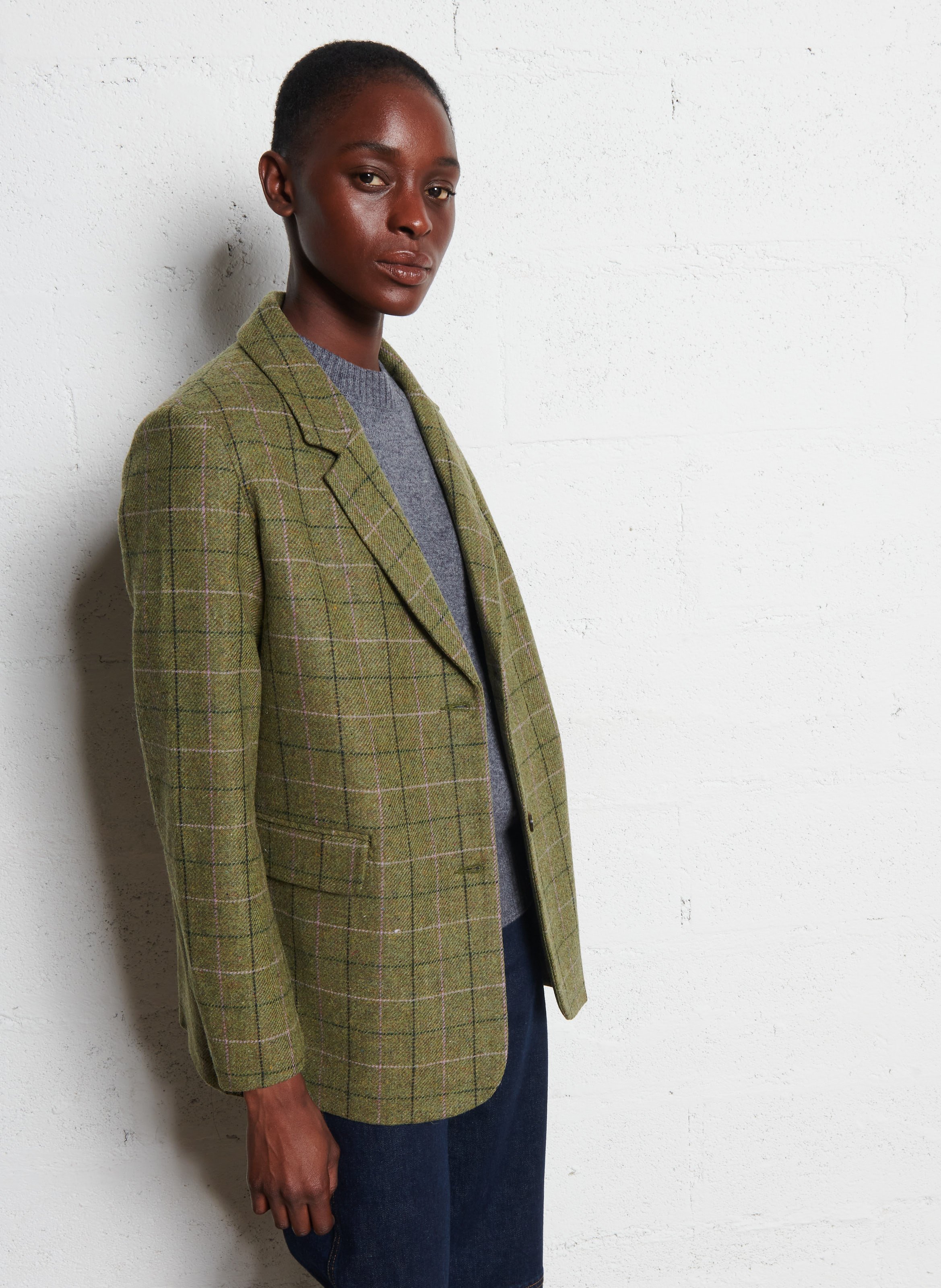 Checked wool blazer DES PETITS HAUTS Green