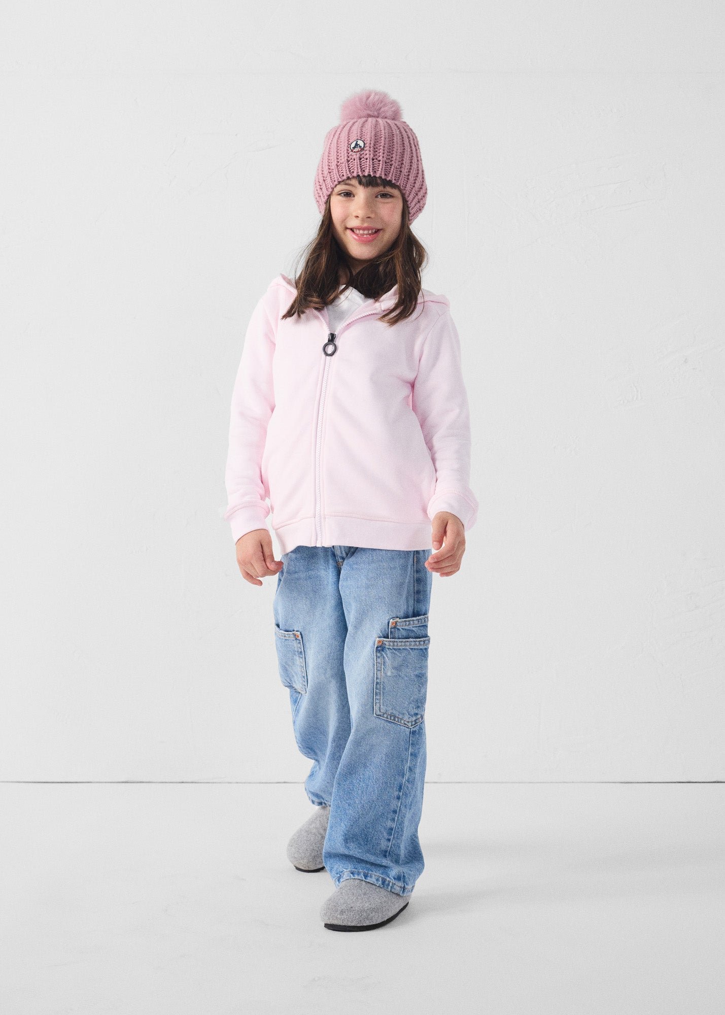 Child's zip-up hooded jacket in petal pink arie JOTT Pink