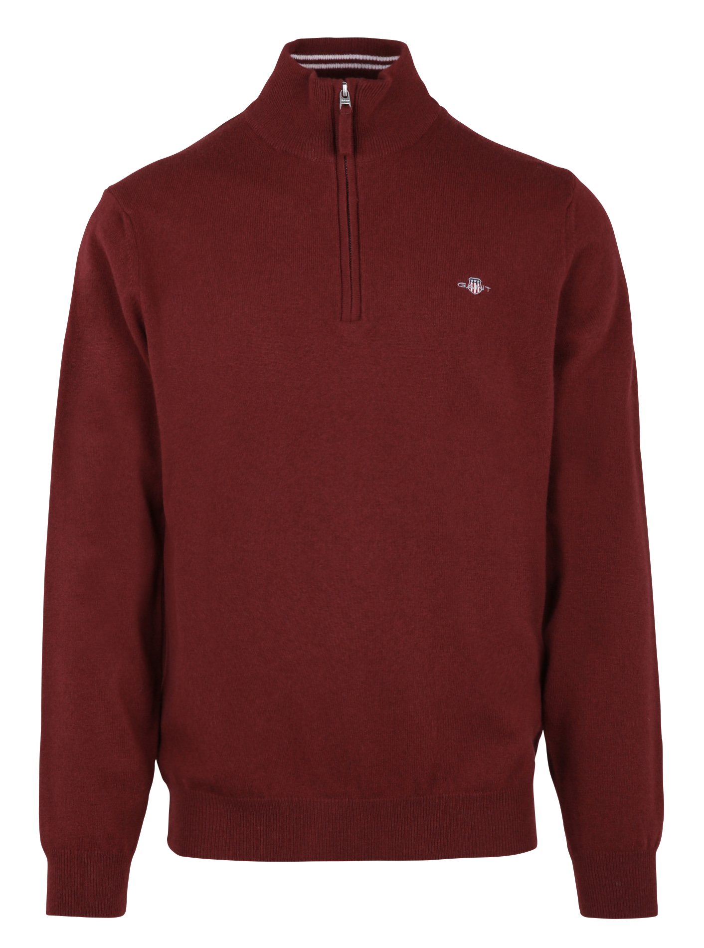 Pull droit col montant zippé en laine GANT Rouge