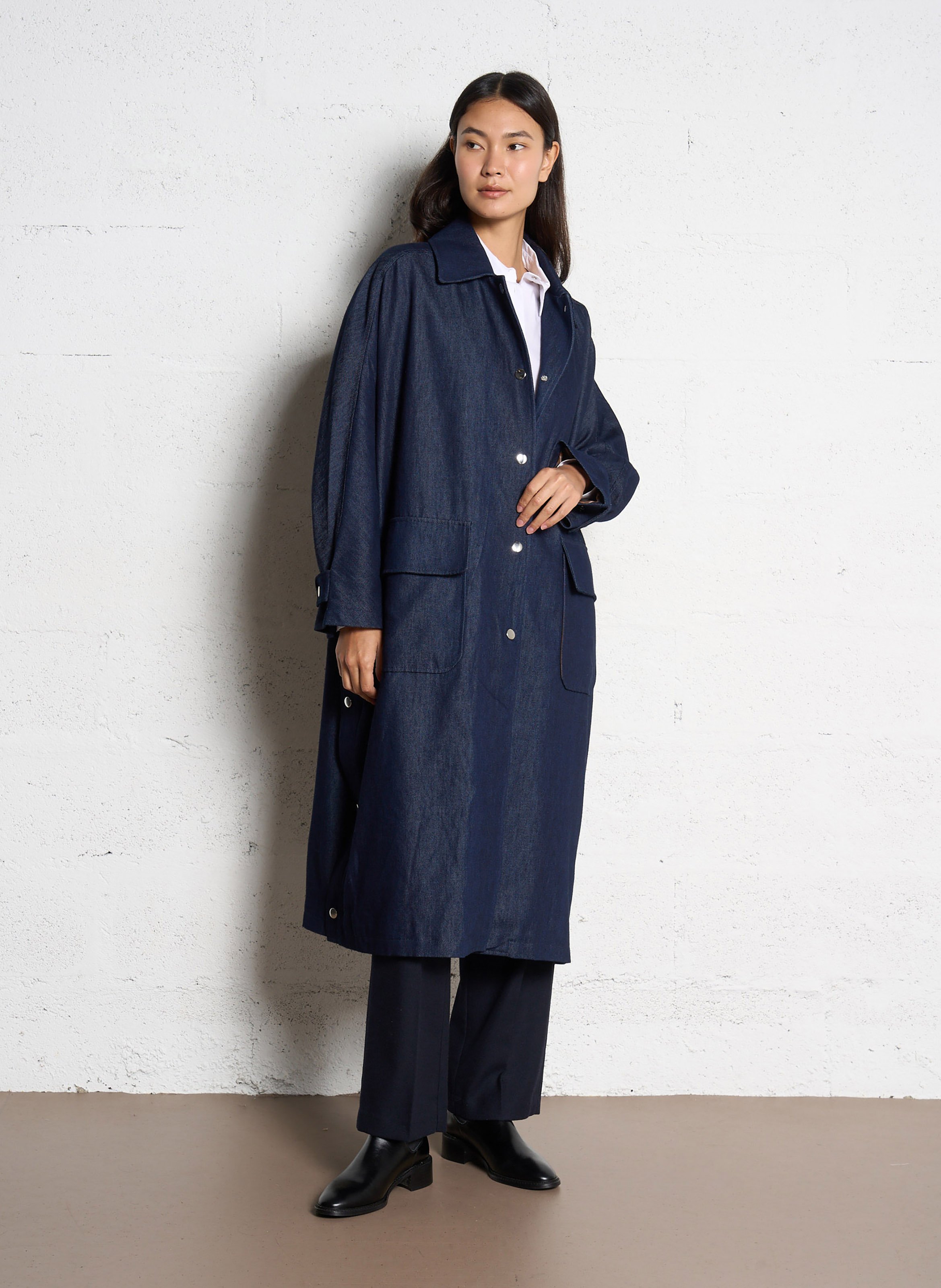 Classic denim coat with collar HOD PARIS Blue