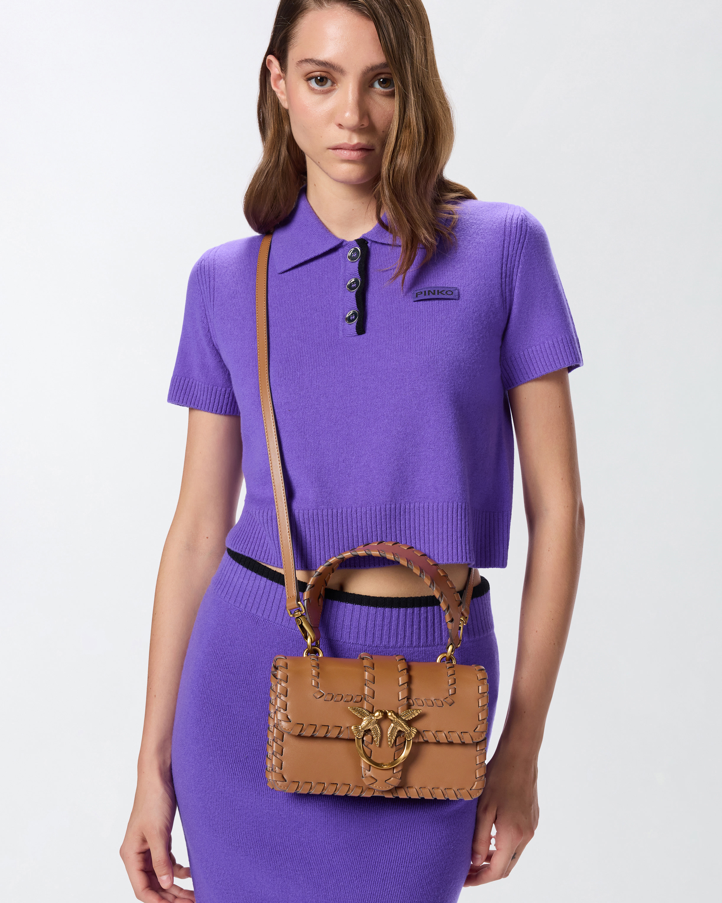 Small leather mini love bag PINKO Brown