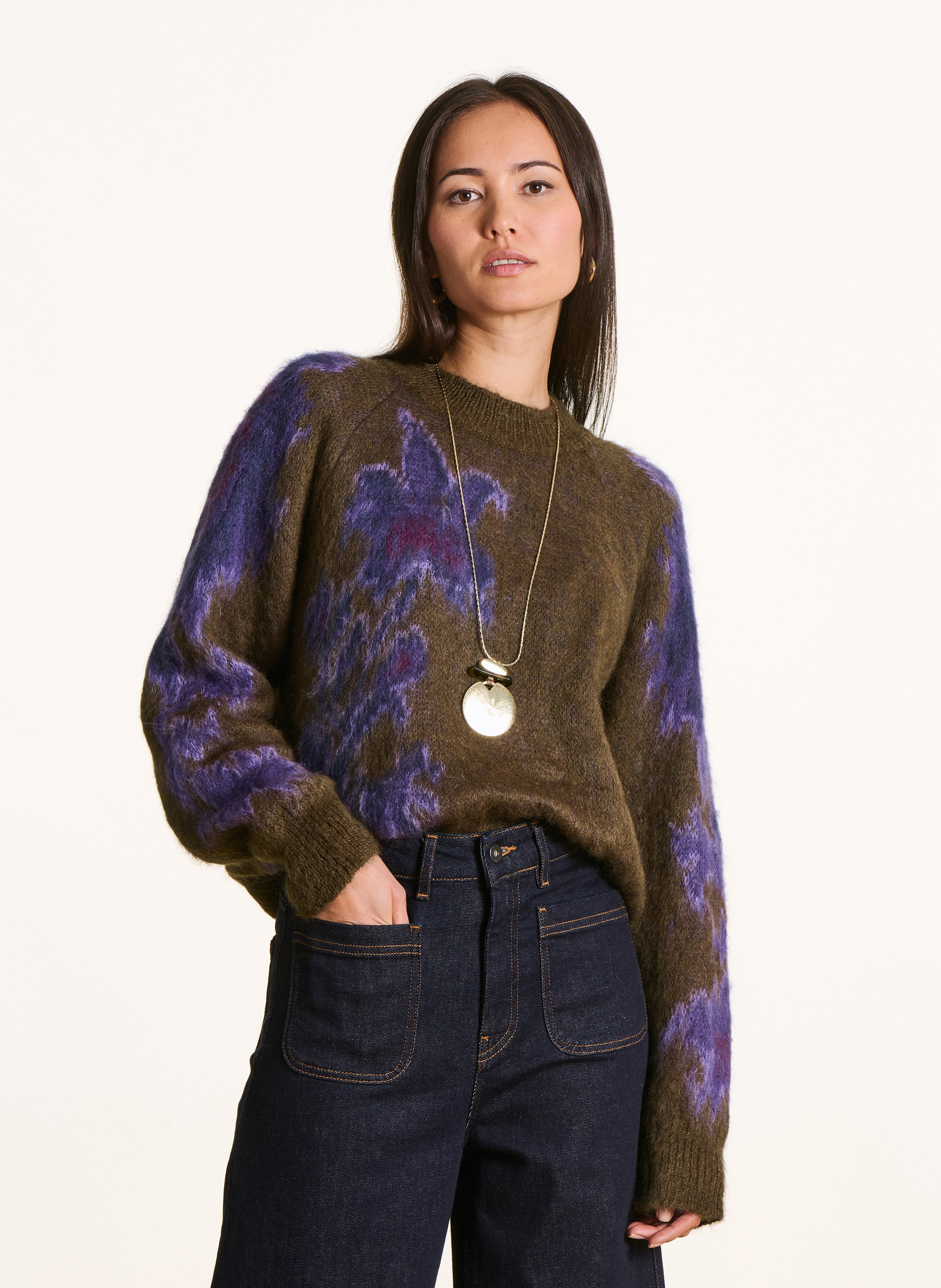 Rundhalsausschnitt-Pullover mit floralem Jacquard-Muster LA FEE MARABOUTEE Mehrfarbig