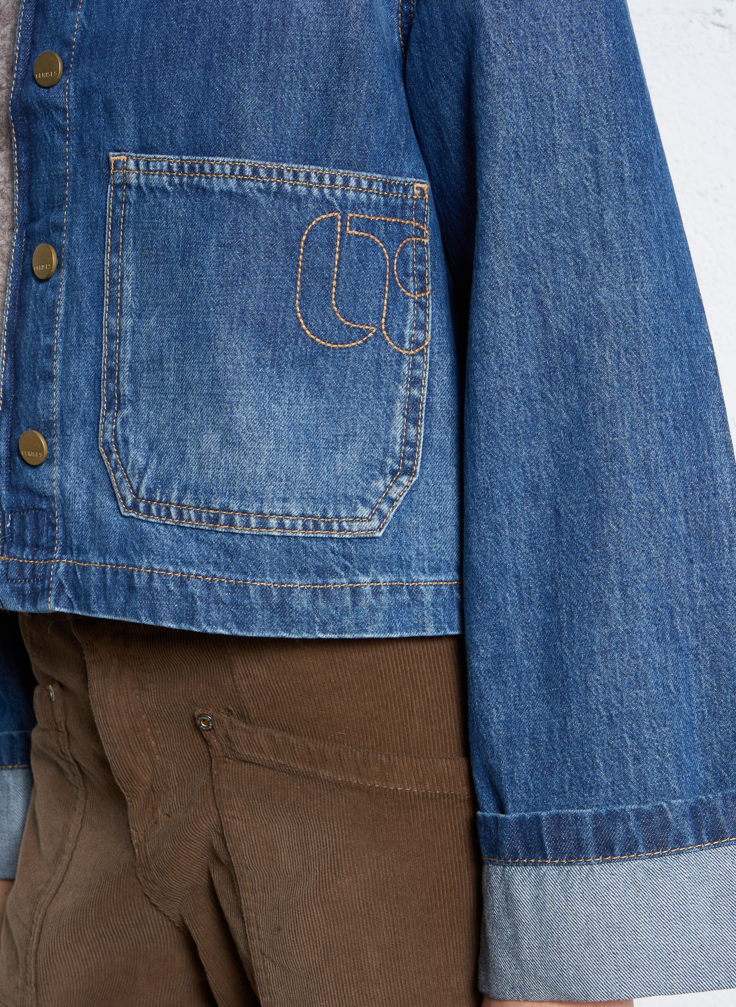 Veste col classique en denim de coton mélangé LE TEMPS DES CERISES Bleu