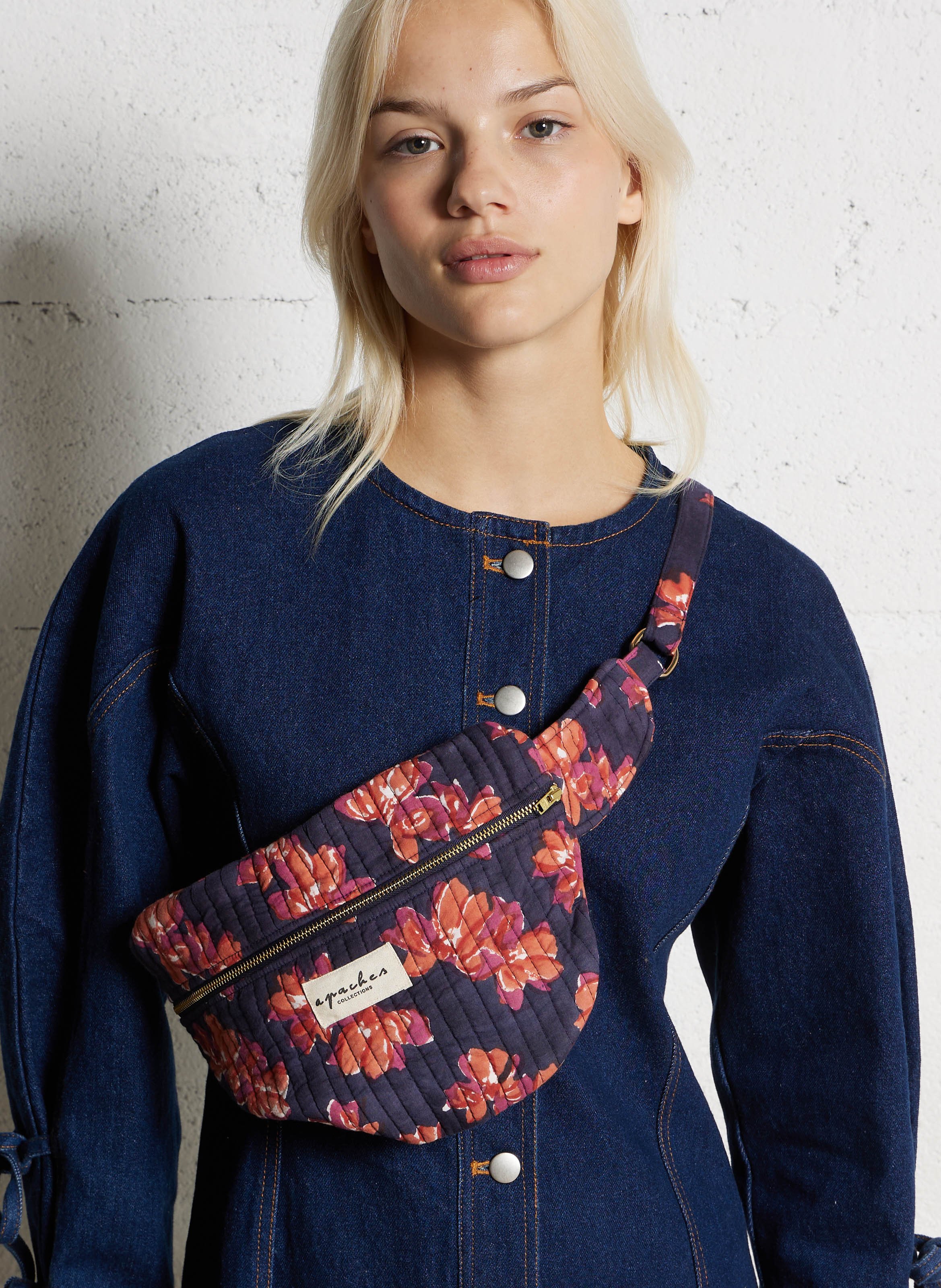 Printed cotton fanny pack APACHES COLLECTIONS Blue