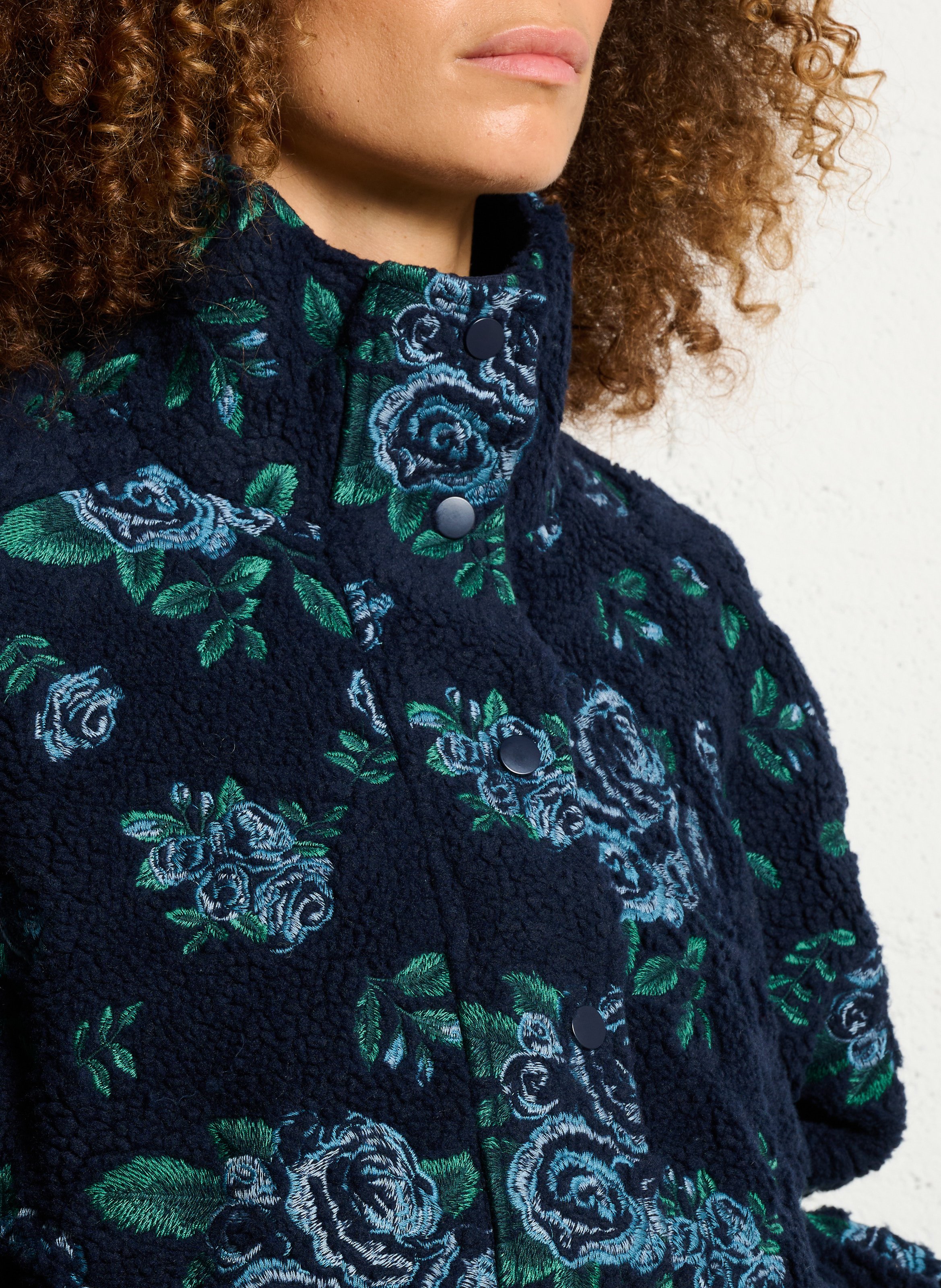 Veste oversize col montant brodée THE TINY BIG SISTER Bleu