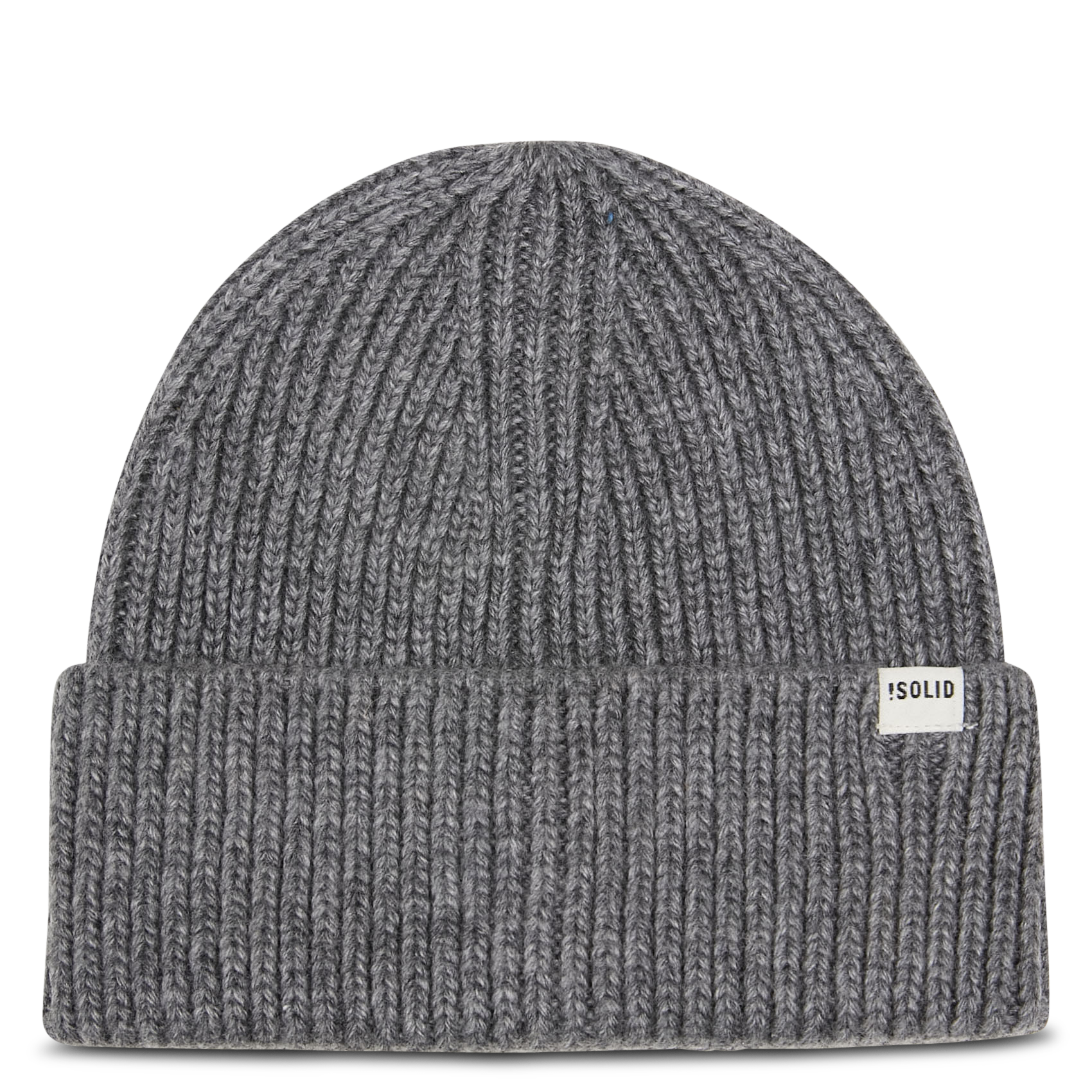 Effen muts met omgeslagen rand in gebreide stof. SOLID Grijs
