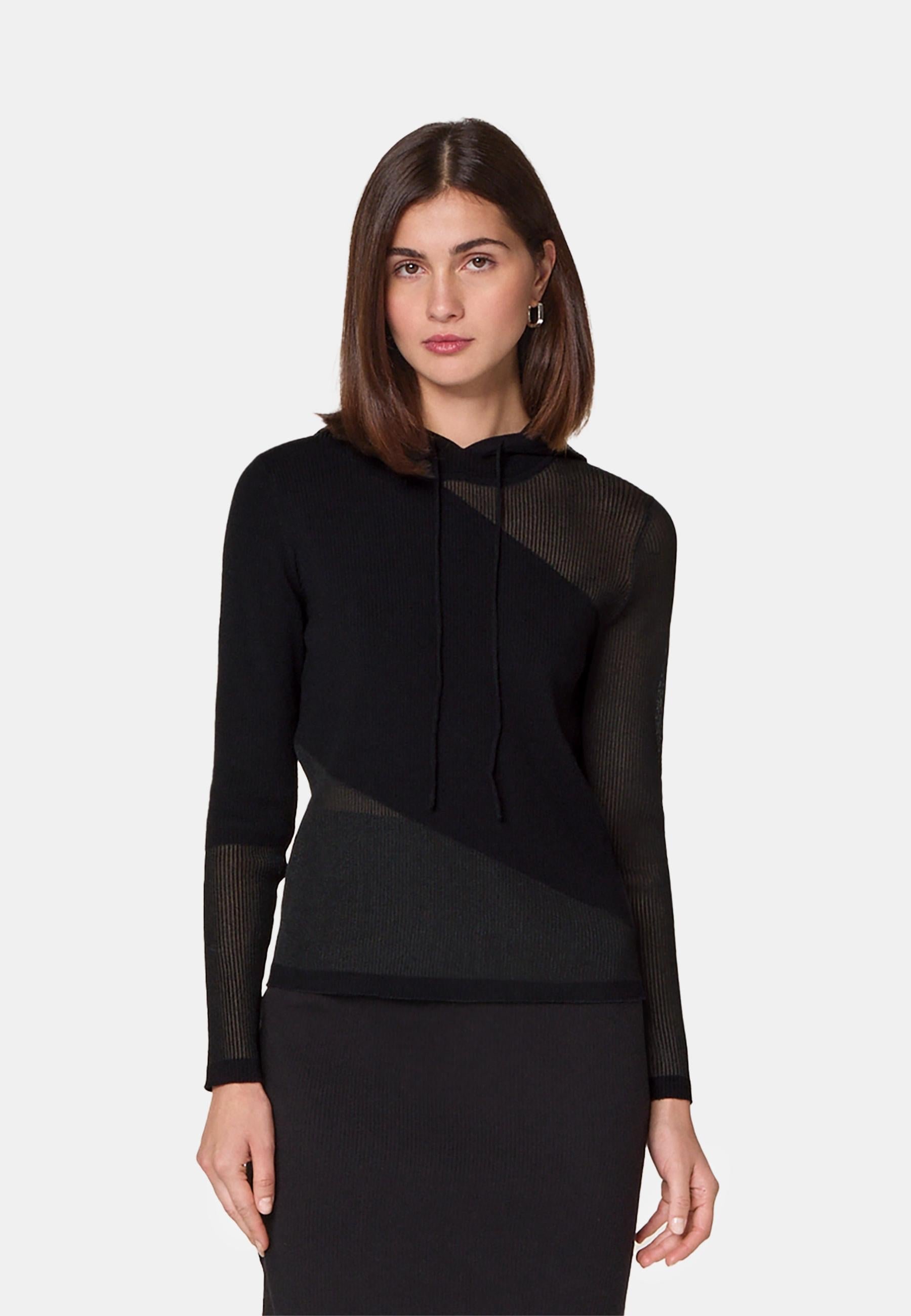 Two-tone wool hoodie RODIER Black