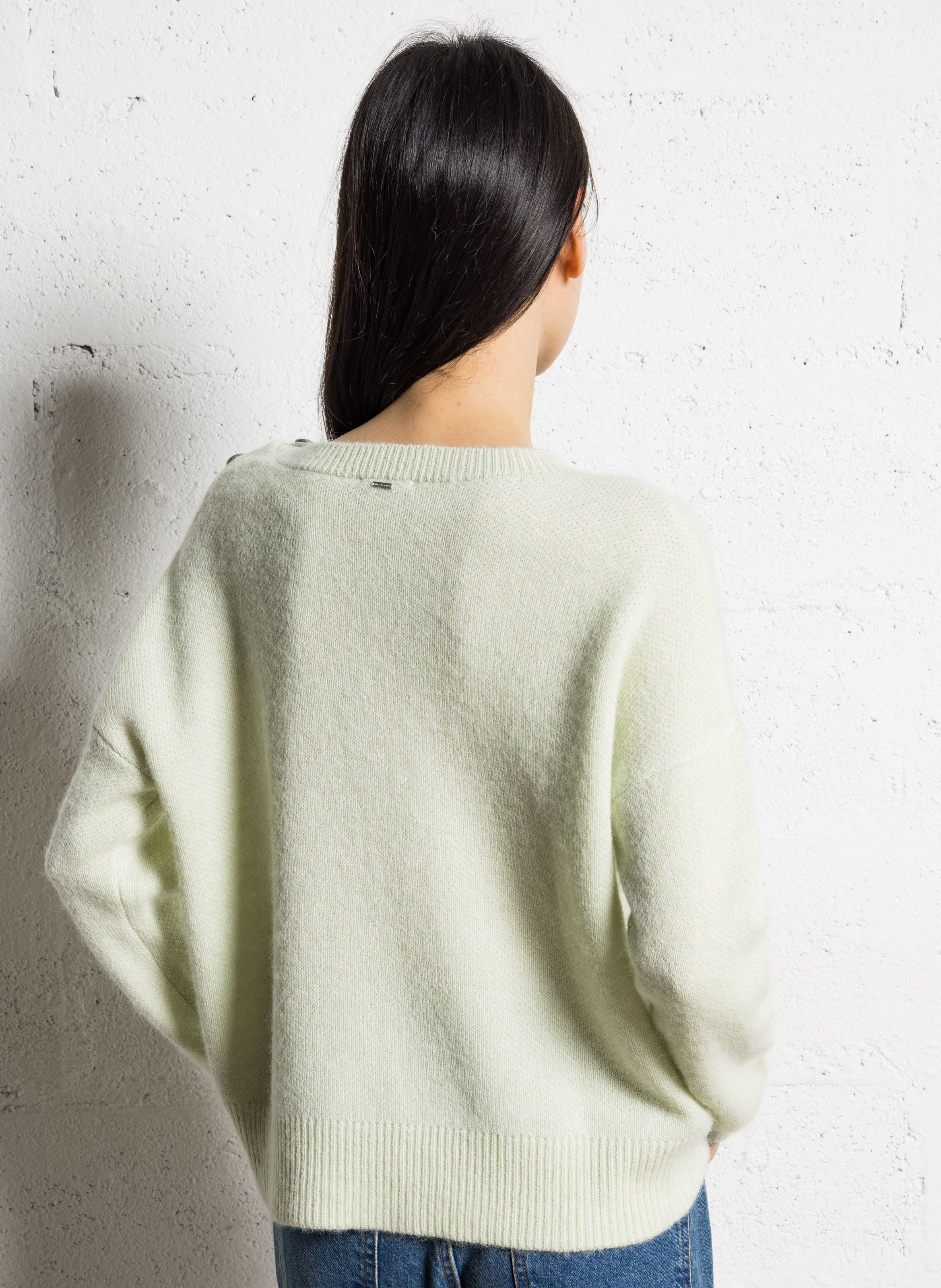 Maglione dritto scollo tondo in maglia IKKS Verde