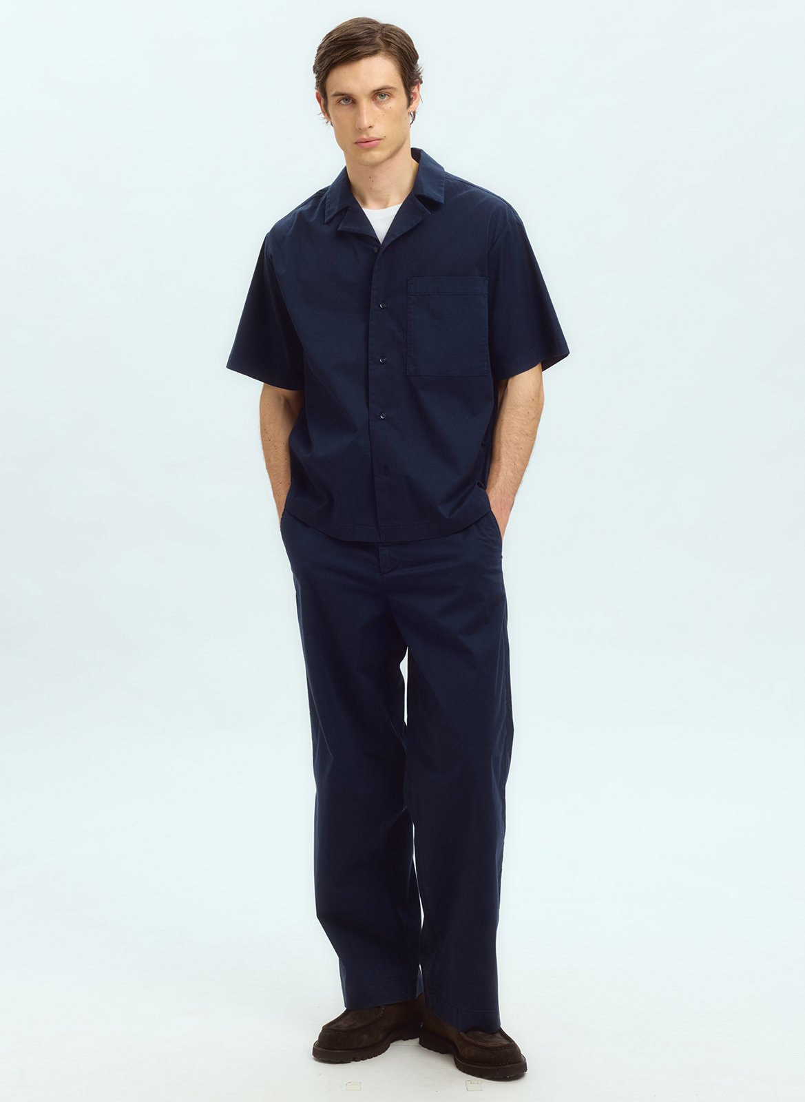 Bio-Baumwollbluse mit klassischem Kragen SELECTED Blau