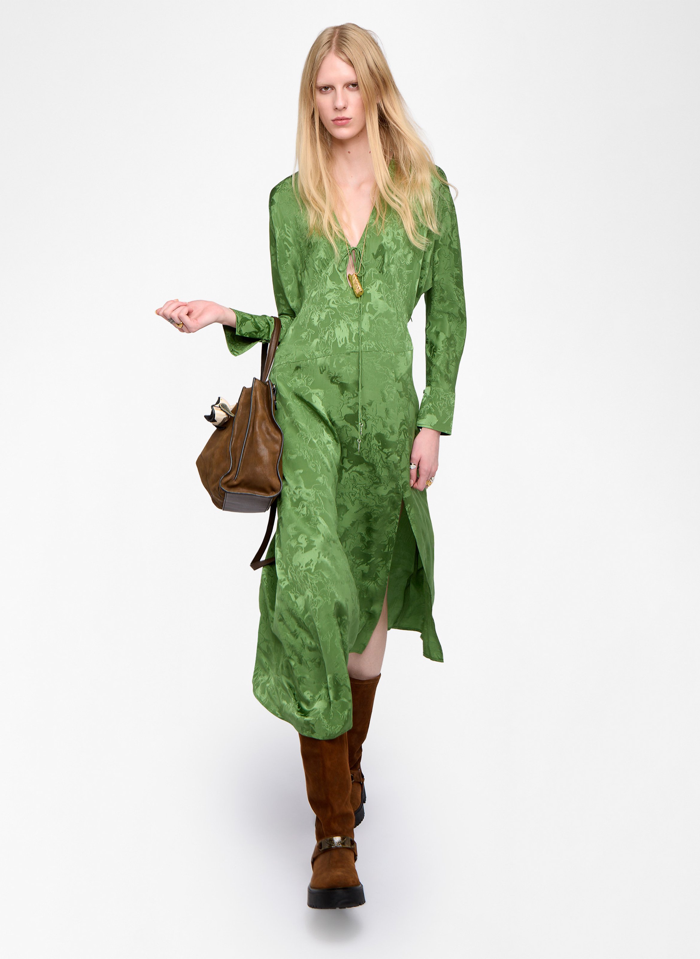 Robe midi col v ZADIG&VOLTAIRE Vert