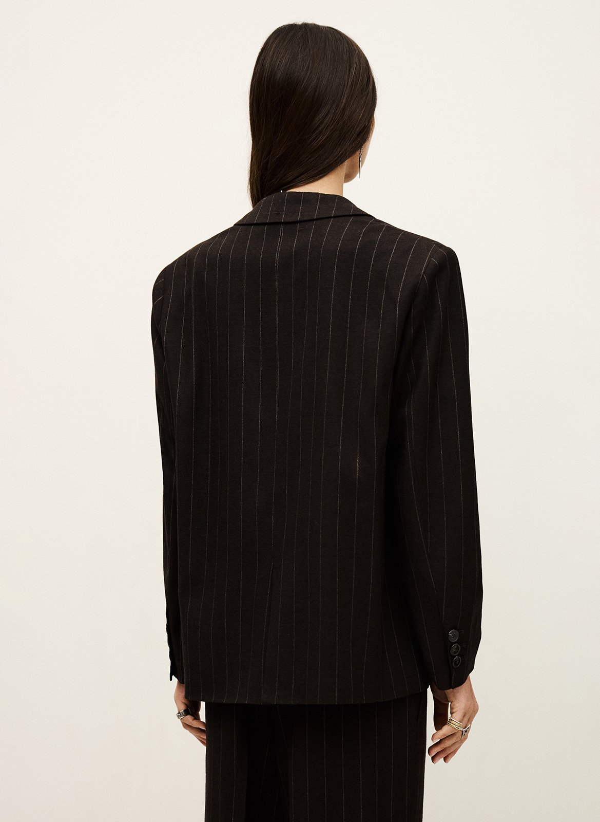 Veste tailleur oversize rayée BA&SH Marron