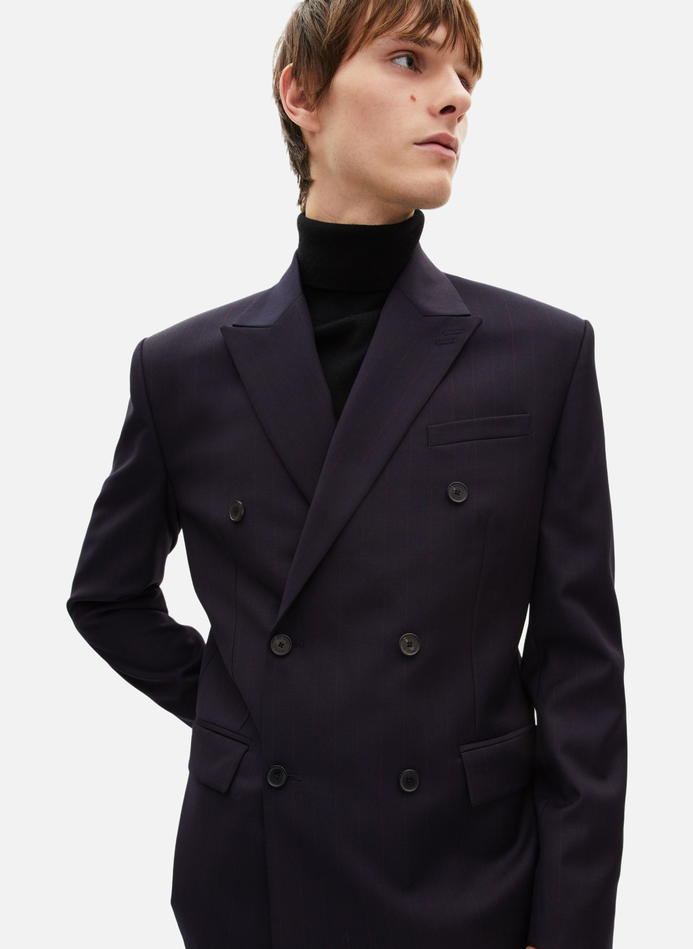 Striped double-breasted suit jacket THE KOOPLES Blue